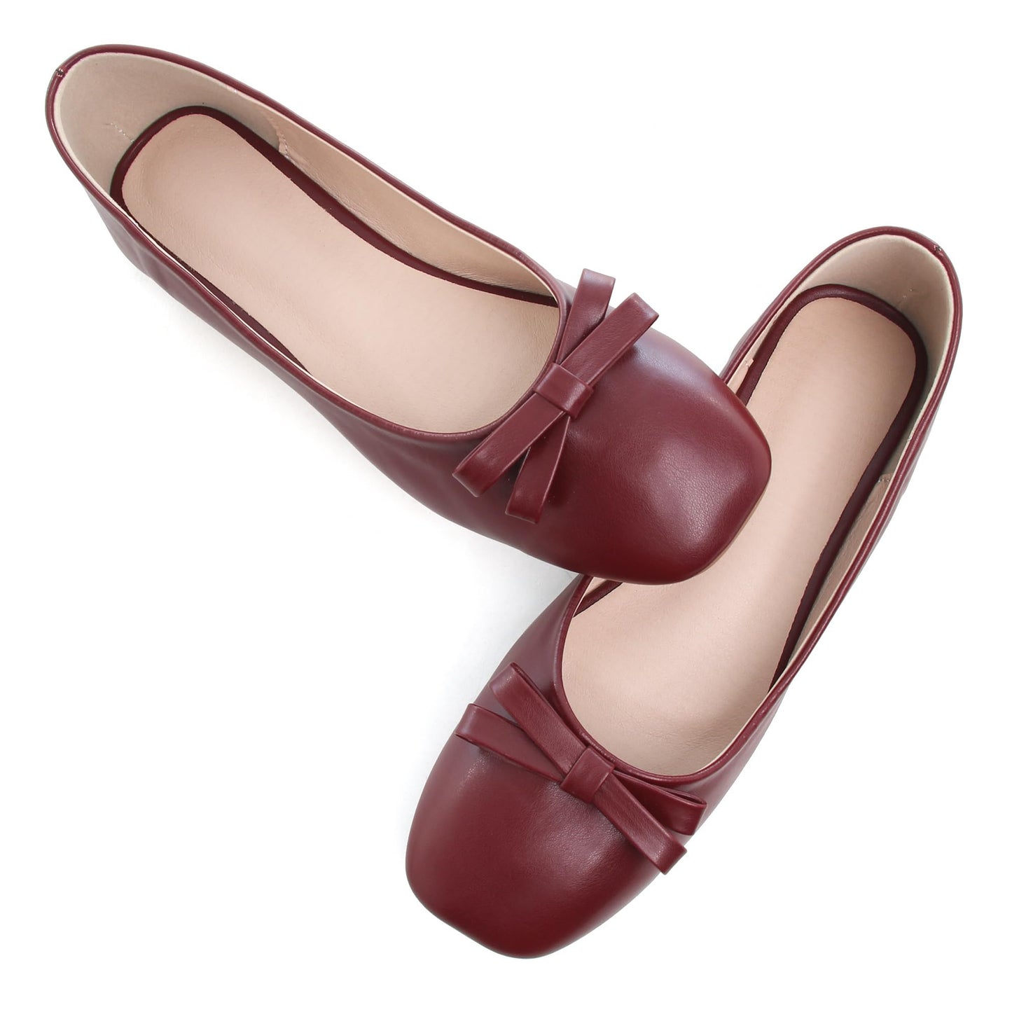 Dear Time Women's Casual Foldable Ballet Flats Square Toe Ballerina Flats Shoes Comfortable