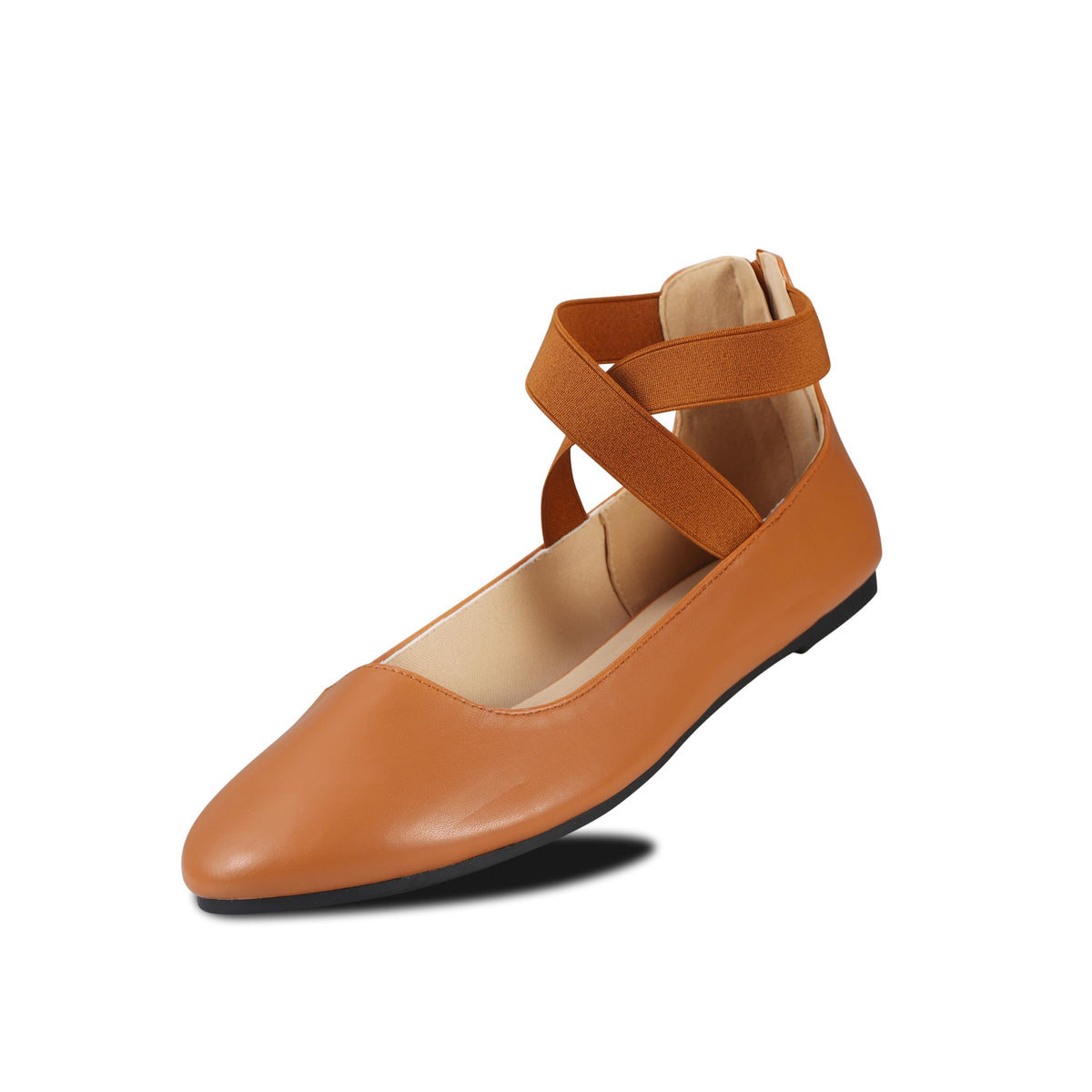 EMMA NEW YORK Ankle Strap Flats for Women | Foam Cushioned Insole, Criss Cross Elastic Strap, Dressy Mary Jane Style