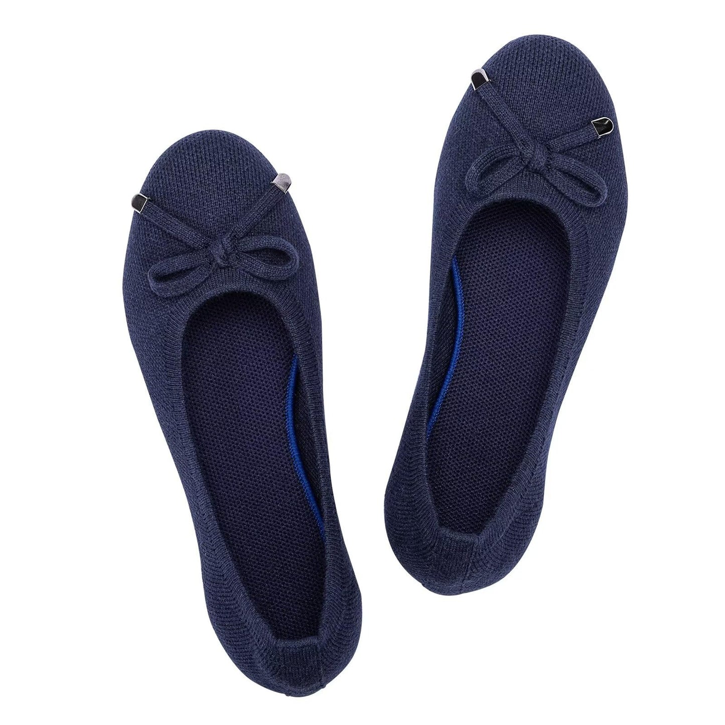 Frank Mully Women’s Ballet Flat Shoes Knit Dress Shoes Round Toe Slip On Ballerina Flats for Woman Low Wedge Comfort Soft