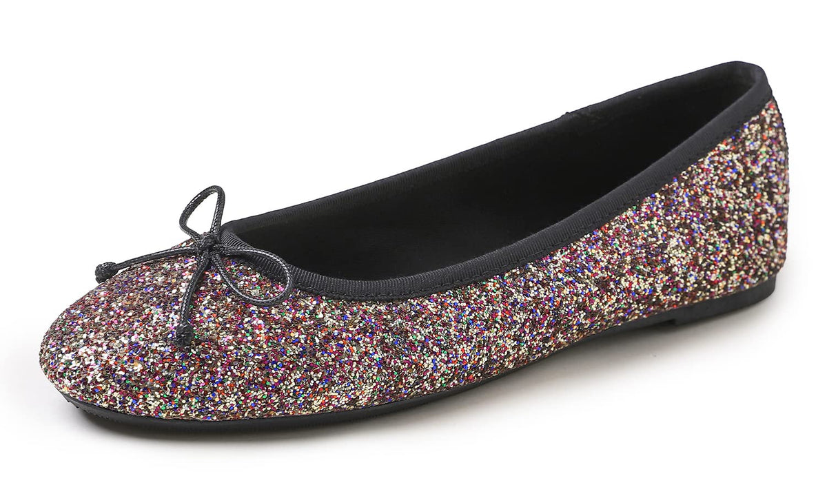 FEVERSOLE Women's Macaroon Colorful Memory Foam Cushion Insock Patent Ballet Flat