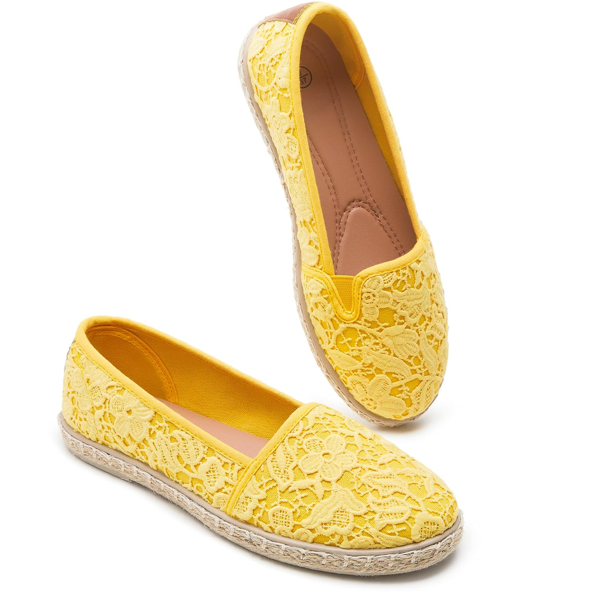 BABUDOG Women's Flats with Flower Embroideried,White Lace Ballet Flats,Comfortable Dress Flats