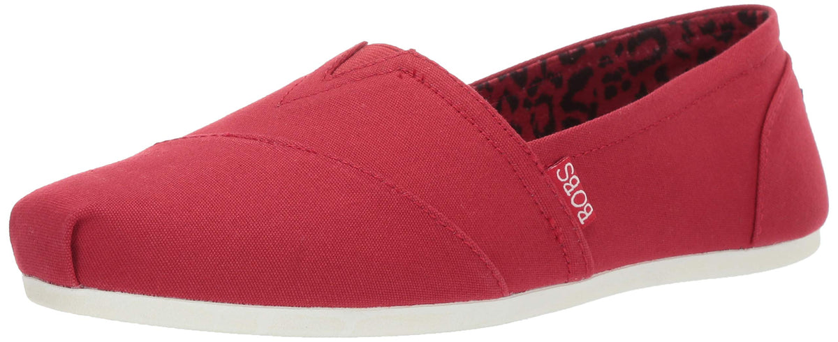 Skechers Women's BOBS Plush-Peace & Love Flats | Casual slip on, Memory Foam footbed, Machine Washable, Crafted with 100% vegan materials, Canvas upper