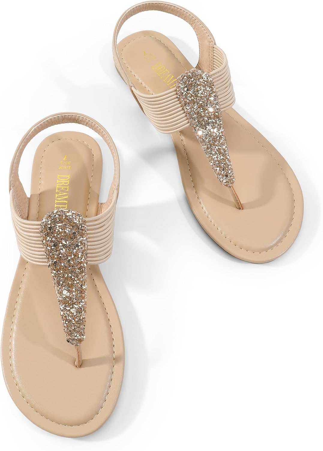 DREAM PAIRS Women's Flat Ankle Strap Sandals | Comfortable Elastic Strappy String Thong T-Strap Dressy Summer Gladiator Sandals for Women