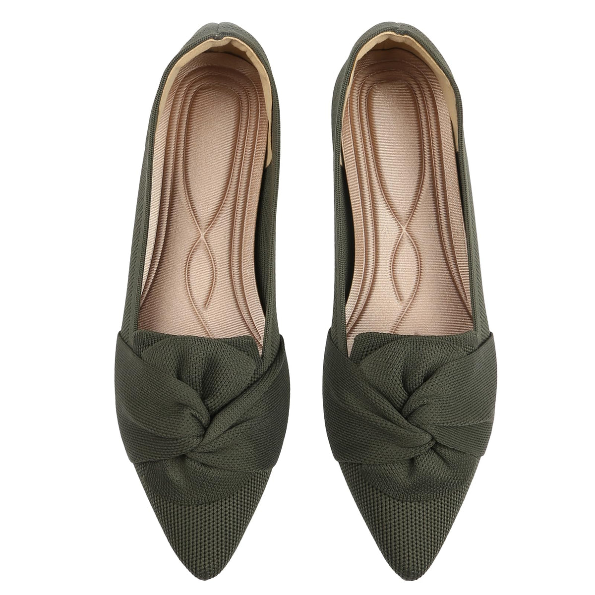 HIULYCENCE Flats for Women Pointed Toe Ballet Flats | Comfortable Knit Breathable Dressy Casual Flats with Bow for Business Work Office Walking Flat Shoes