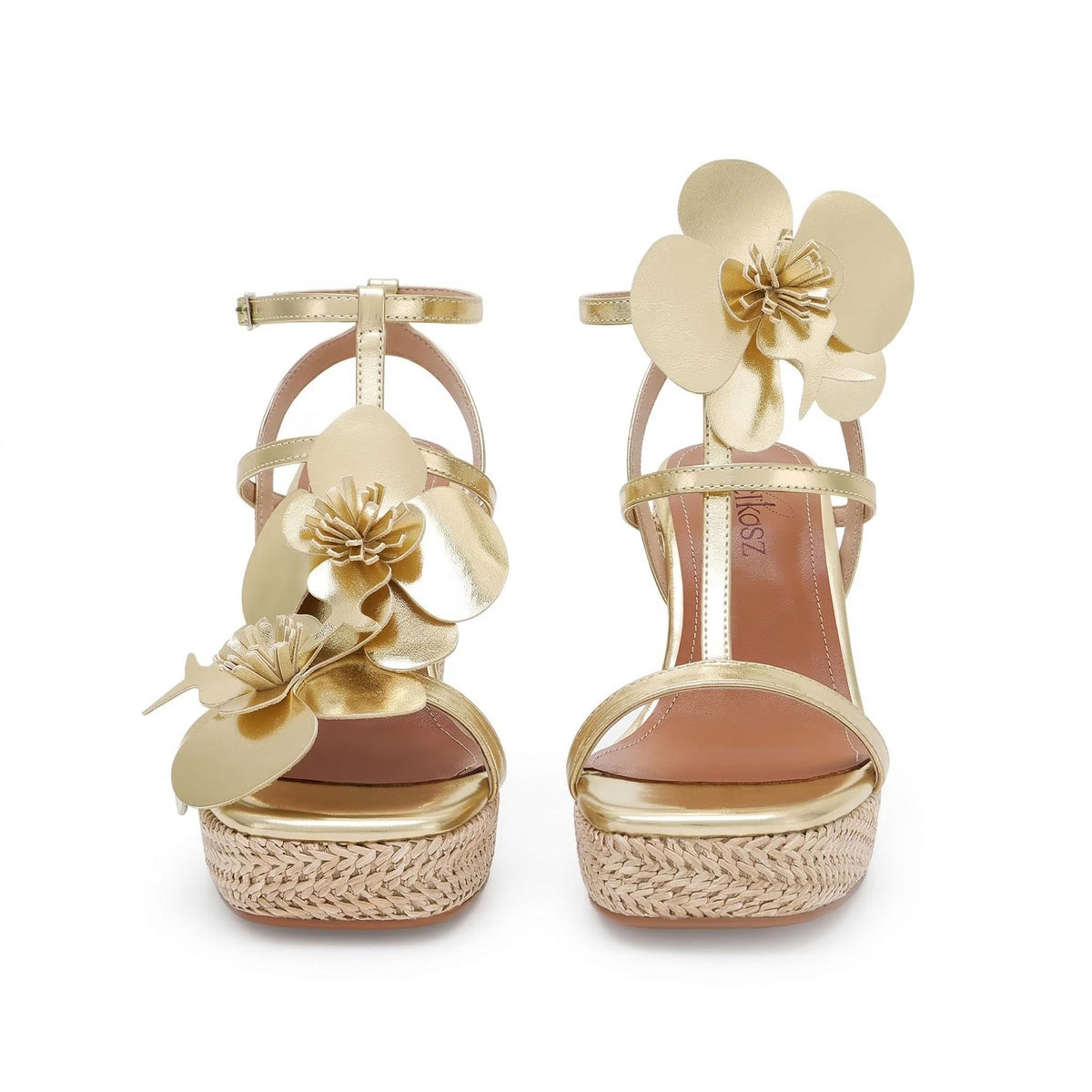 LACIKOSZ Flowers Wedge Sandals For Women Strappy Raffia Platform Heels | Comfortable Open Toe Espadrilles Casual Ankle Wrap Beach Vacation Wedding