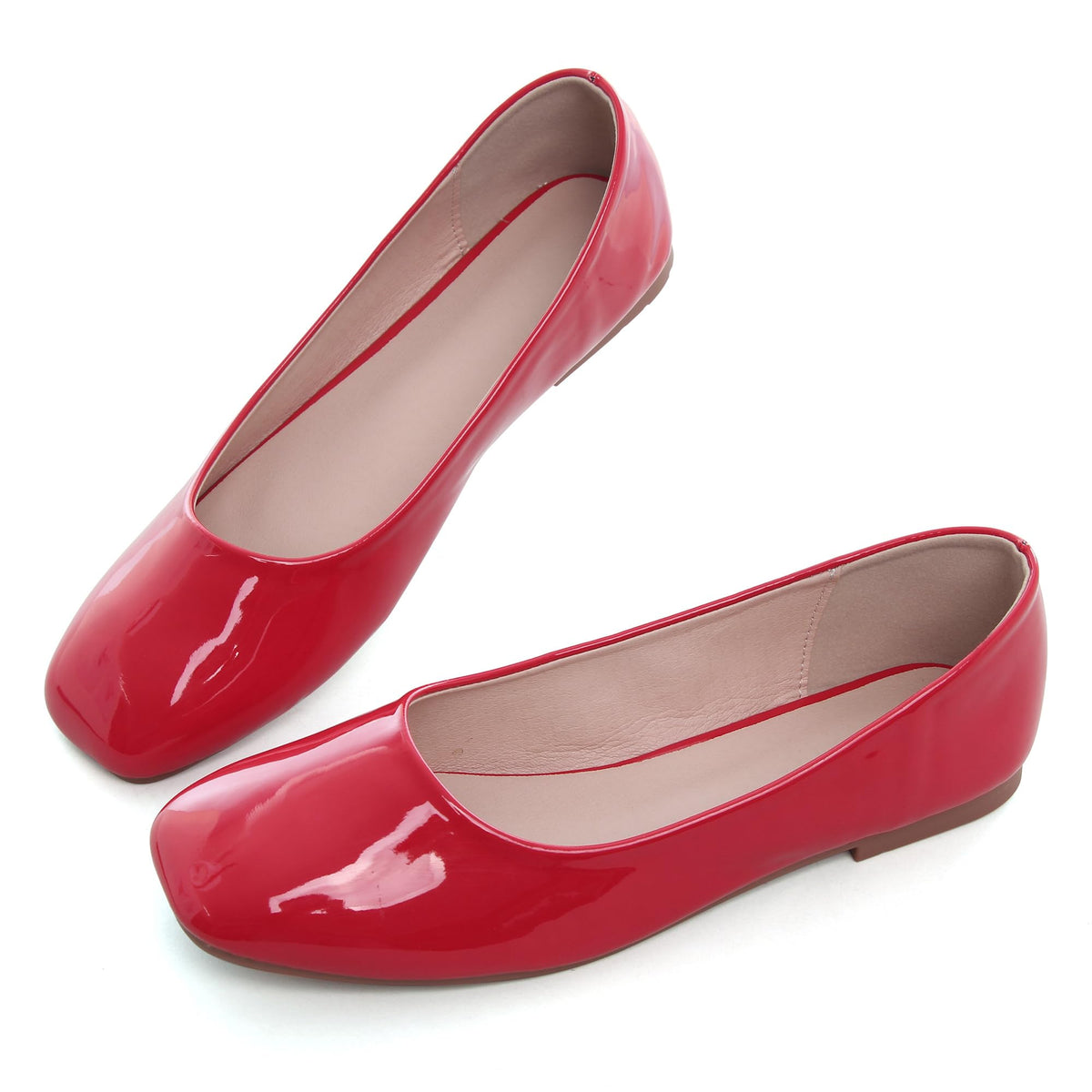 Dear Time Women's Casual Foldable Ballet Flats Square Toe Ballerina Flats Shoes Comfortable