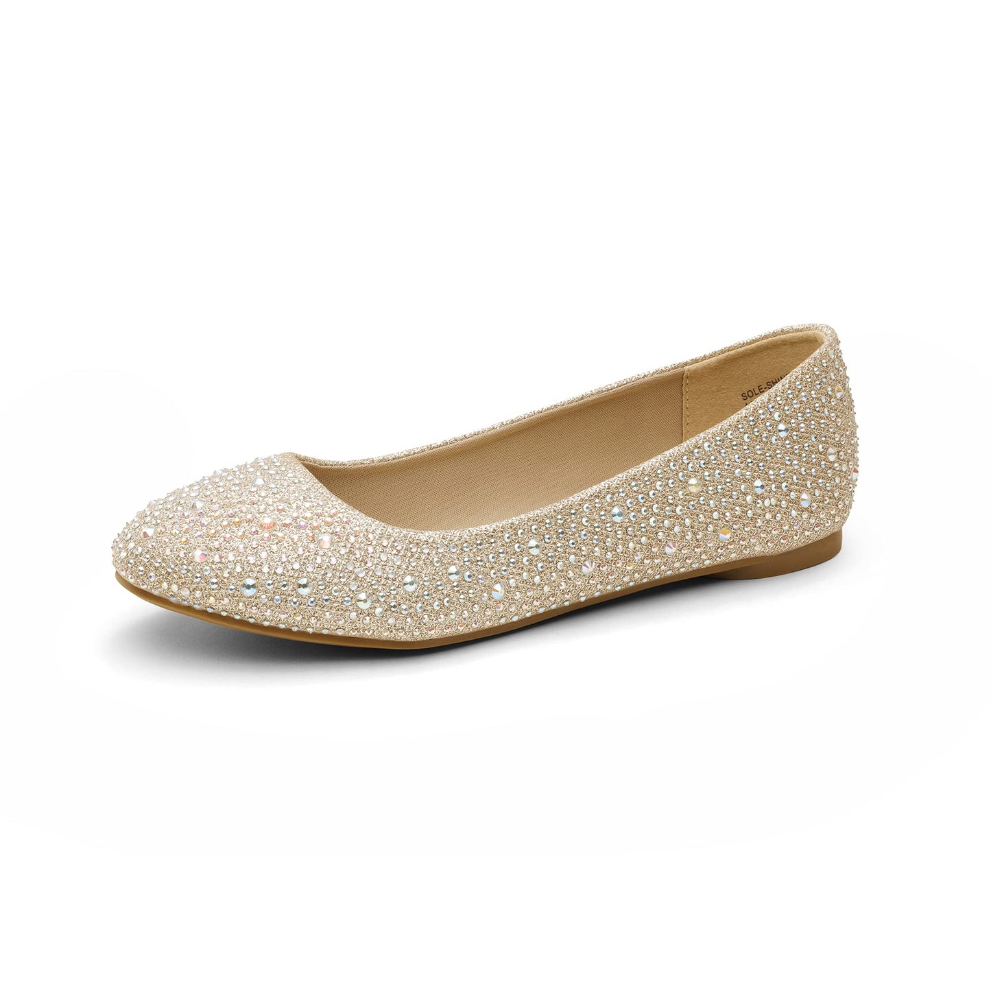 DREAM PAIRS Ballet Flats for Women Rhinestone Round Toe Slip-On Dressy Comfortable Shoes for Wedding Formal Prom Daily Work