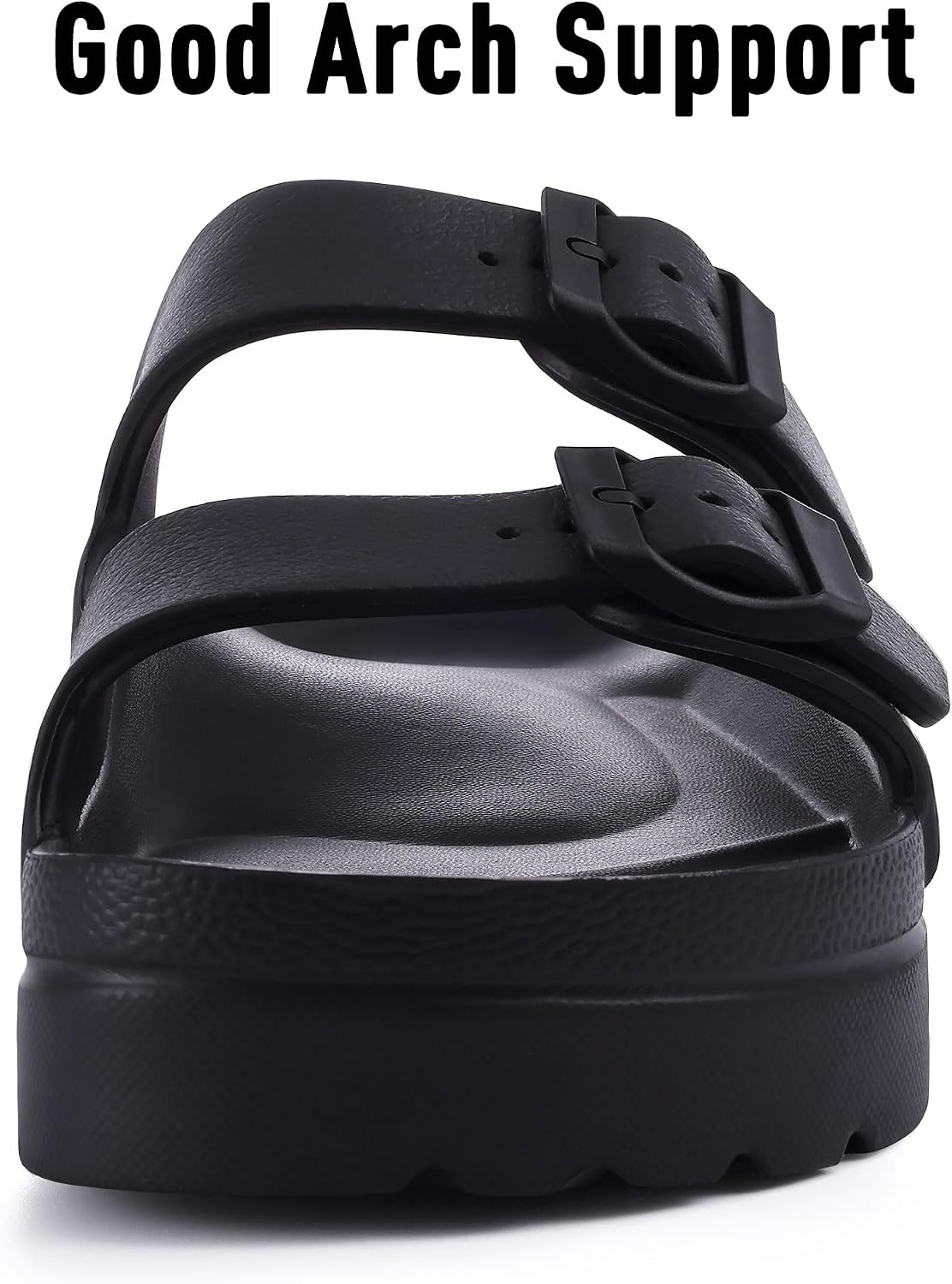 Goosecret Women's Comfortable Arch Support Walking Platform Sandals | Lightweight Chunky Slip-On Foam Slides with Adjustable Buckle, Sandals for Beach and Daily Wear