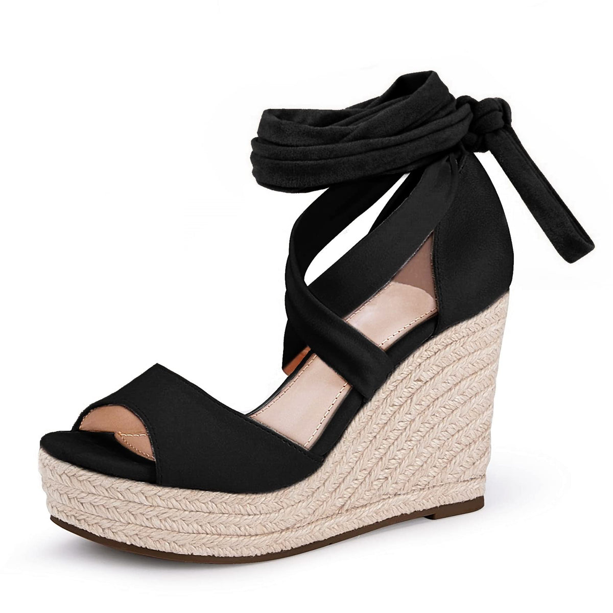 Womens Espadrilles Wedges Sandals Heels Open Toe Tie Lace Up Platform Ankle Strap Summer Dress Shoes