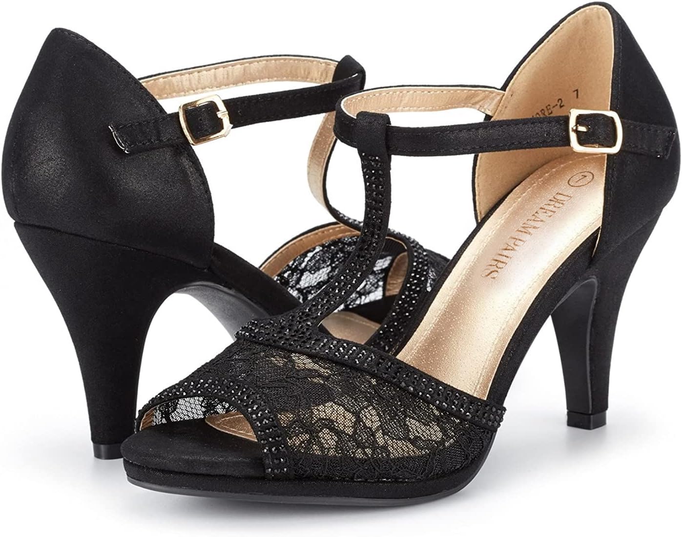 DREAM PAIRS Women's Open Toe Kitten Heel Sandals | Kitten Heel Sandals, Open Toe Pump Shoes,Adjustable T-Strap,,Suitable for Wedding Party Evening Prom Dance