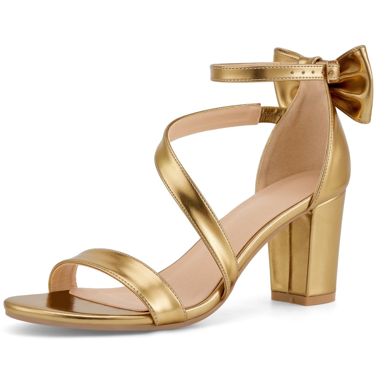 Reimferce Comfortable Block Heels for Women: 3.14" Stable Walk for Confidence on Wedding - Elegant Bow Ankle Strap & Cushioned Insole for Bride & Bridesmaids