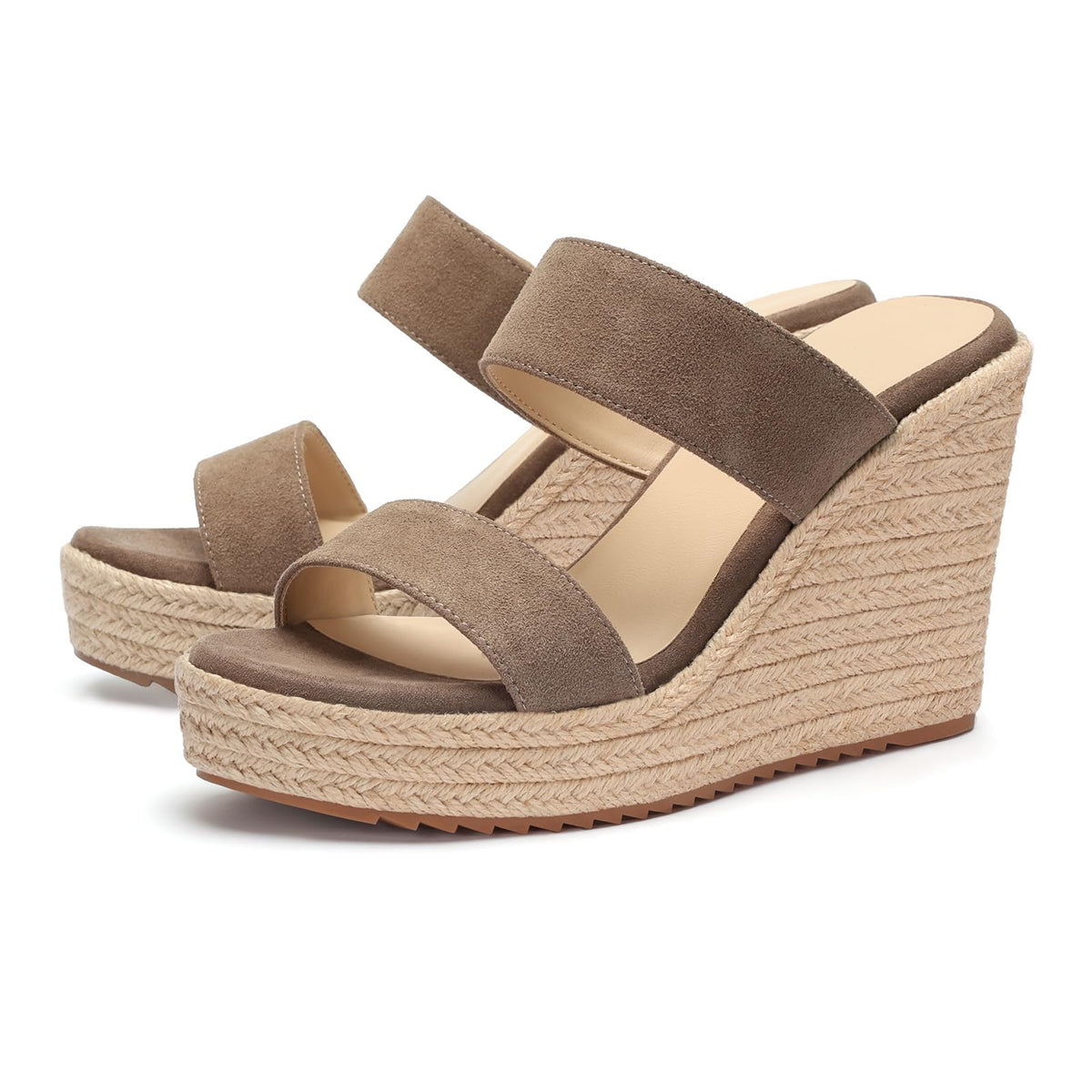 VICKI·VICKI Women's Wedge Sandals Wedges Heels Espadrilles,Slip on Open Toe Platform Summer Shoes,Casual Fashion Vacation Beach Dressy Office