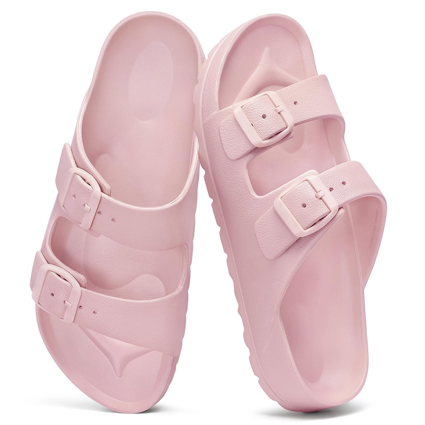 shevalues Women's Comfort EVA Sandals Medium Arch Support Beach Slides | Adjustable Double Buckle, Waterproof, Lightweight, Soft Cushioned, Non-slip, Slip-On