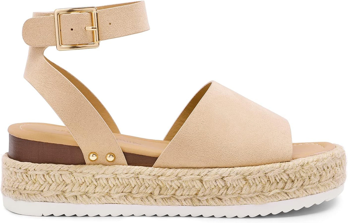 DREAM PAIRS Women's Platform Espadrille Wedge Sandals | Adjustable ankle strap with cushioned footbed for comfortable walking, vacation, beach outing and summer events