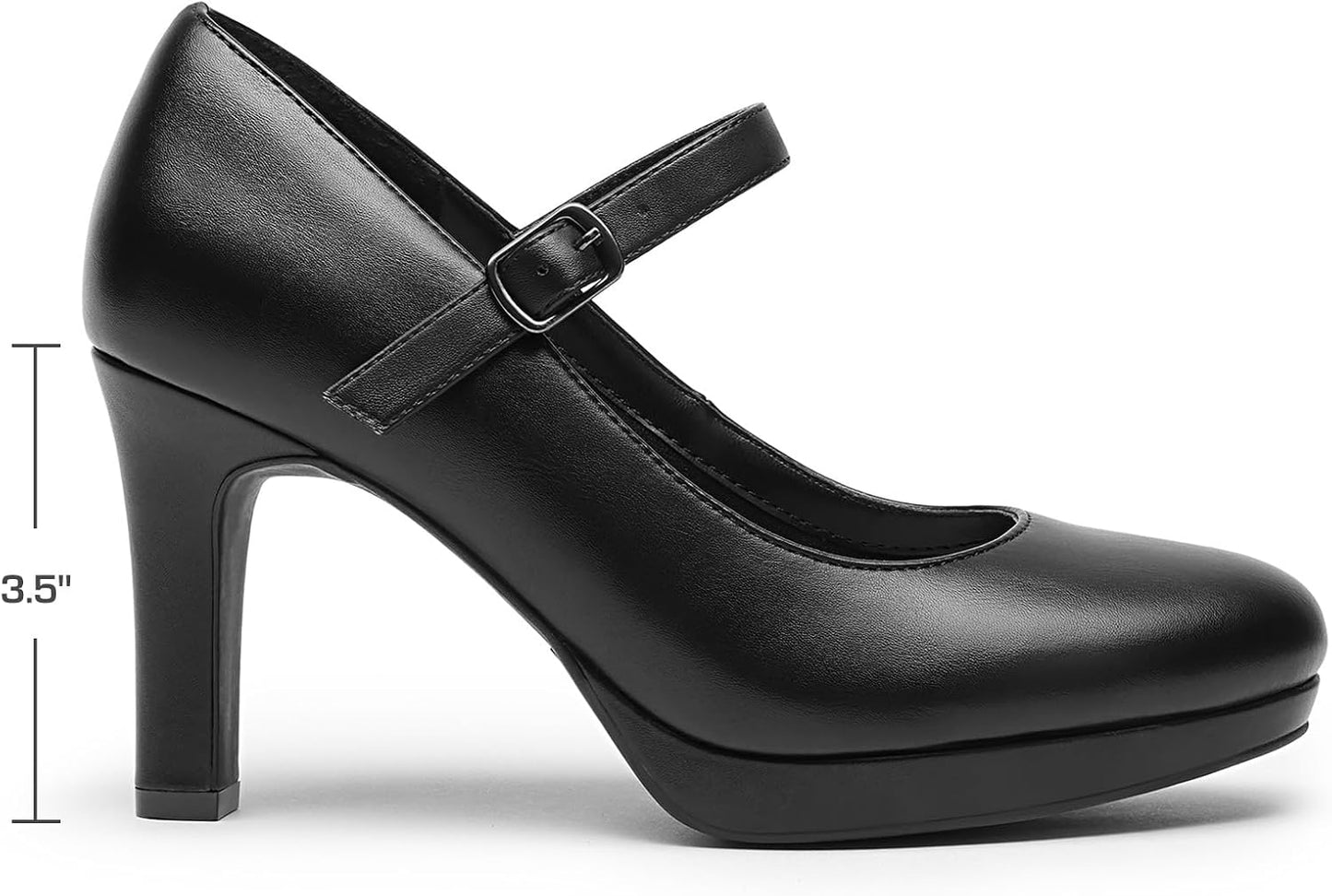 DREAM PAIRS Womens Dressy High Heels Mary Jane Pumps | 3.5" high paltform heel with 3D arch support memory foam resilient latex insole anti-slip grippy TPR sole closed round toe