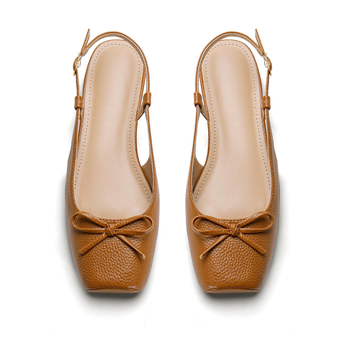 Women's Ballet Flats Slingbacks Square Toe Bow Knit Dressy Flat Shoes with Ankle Buckles Satin
