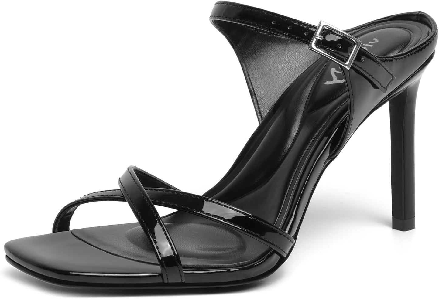 vivianly Sandlas Heels For Women Dressy Stiletto 3.9Inch Heeled Mules Slip on Adjustable Ankle Strap Buckle Summer Shoes