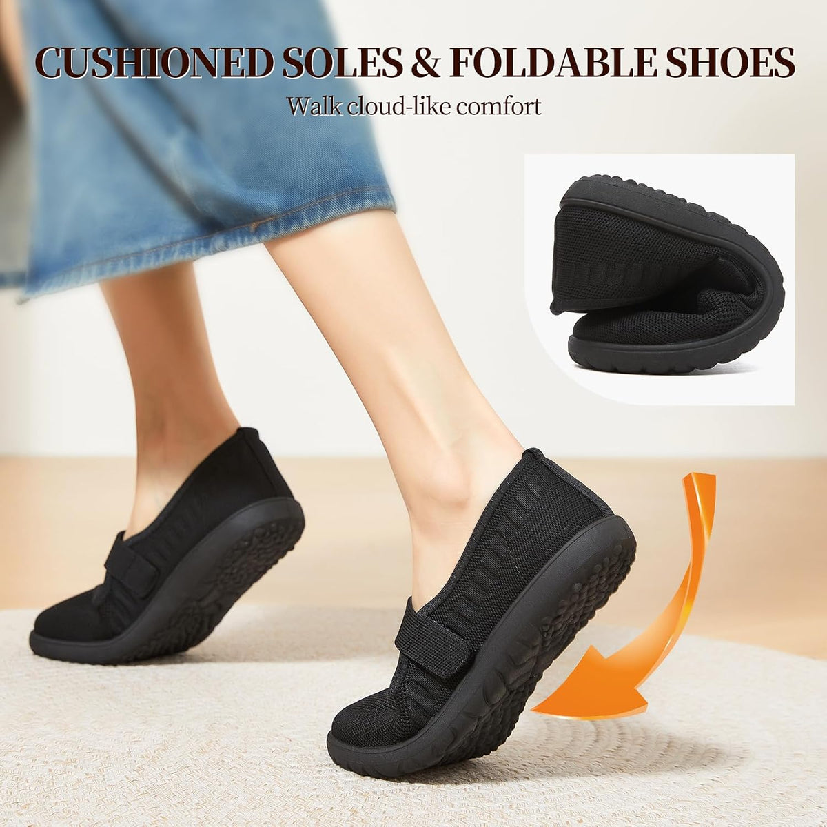 Waluzs Wide Toe Box Flats Shoes Women Knit Mary Jane Dress Shoes Wide | Walking Wide Width Barefoot Zero Drop Comfort Breathable Slip on Womens Ballet Mary Janes Sneakers with Velcro Ankle Strap