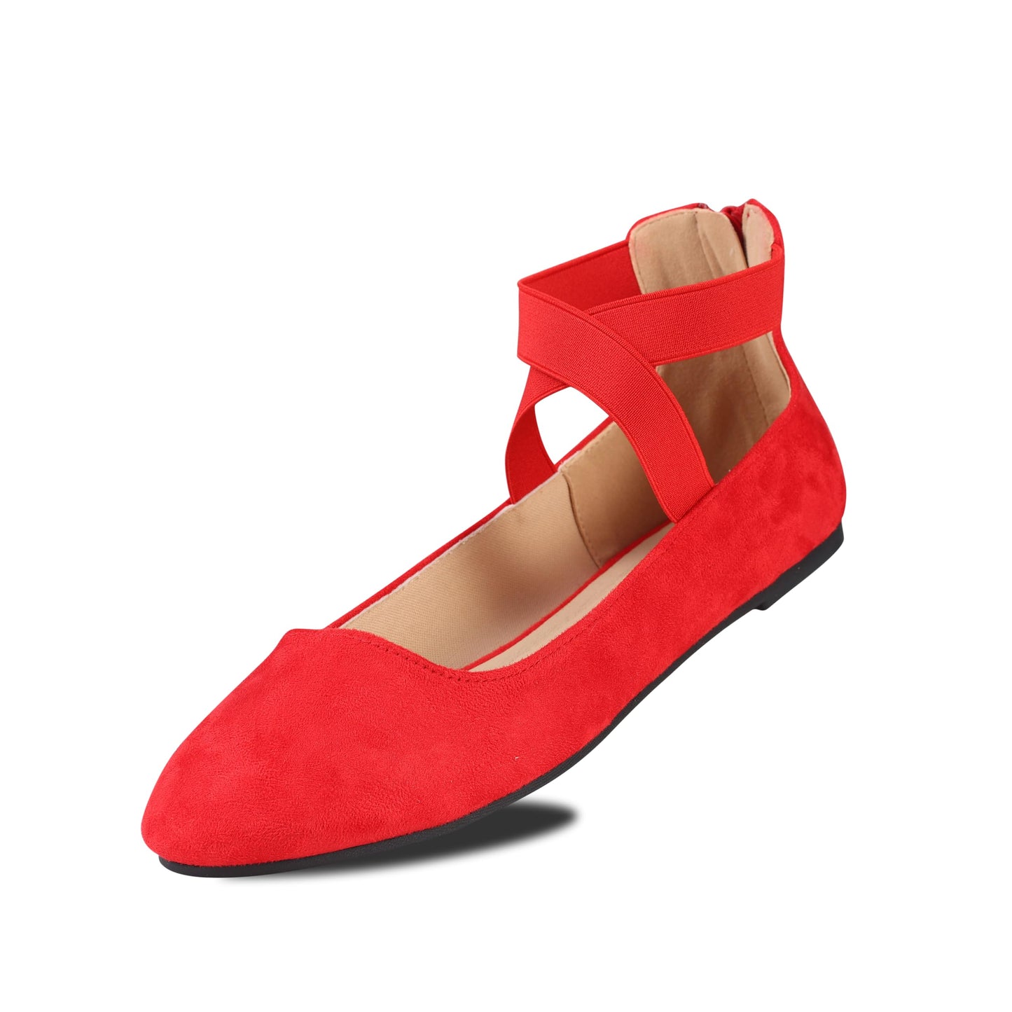 EMMA NEW YORK Ankle Strap Flats for Women | Foam Cushioned Insole, Criss Cross Elastic Strap, Dressy Mary Jane Style