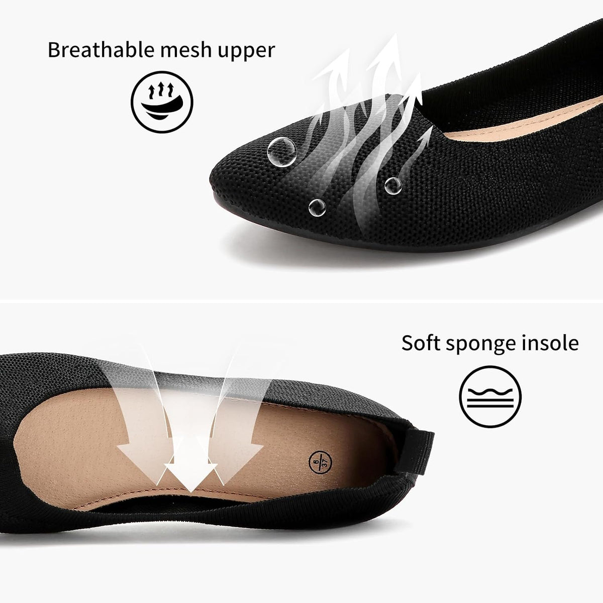 Shupua Women's Pointed Toe Ballet Flats