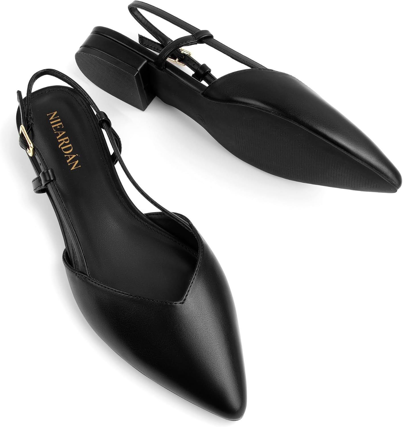 Slingback Flats for Women Closed Pointed Toe Buckle Strap Dress Shoes Elegant Ballet Flats Low Heel Walking Wedding Party