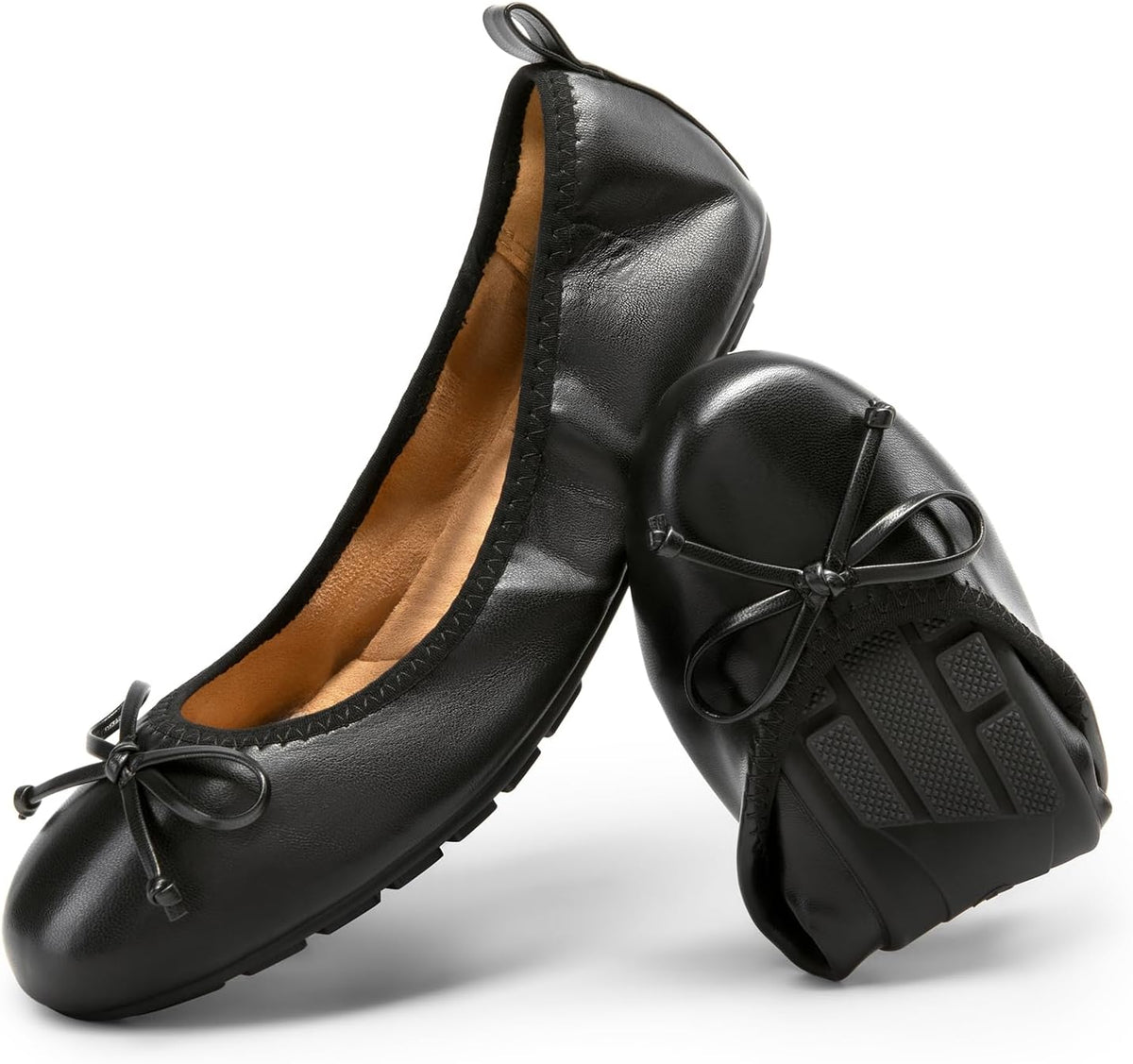 DREAM PAIRS Women's Foldable Bowknot Ballet Flats | Light Weight, Slip-On Dress Shoes, Round Toe, Offer all-day comfort for long walking, standing, dancing