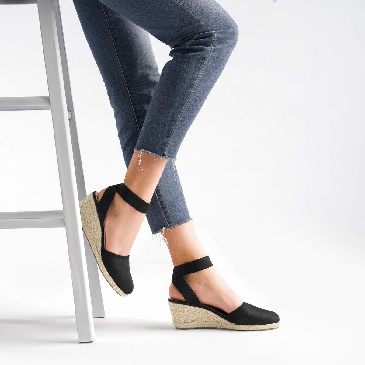 DREAM PAIRS Women's Ankle Strap Wedge Sandals | Espadrilles Sandals, Elastic Ankle Strap, Cushioned Comfort for Summer Outfit, Fashion Dressy Shoes