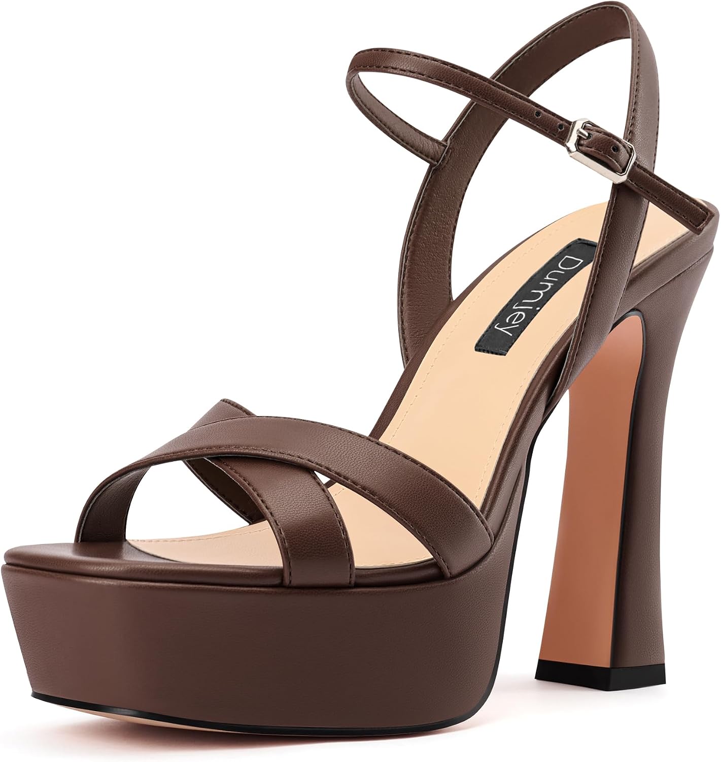 Platform Heels for Women Chunky High Heel Sandals with Ankle Strap | Ankle strap, Square open toe, Sexy pageant heels, Dress evening sandals, Party wedding shoes, Shiny shoes