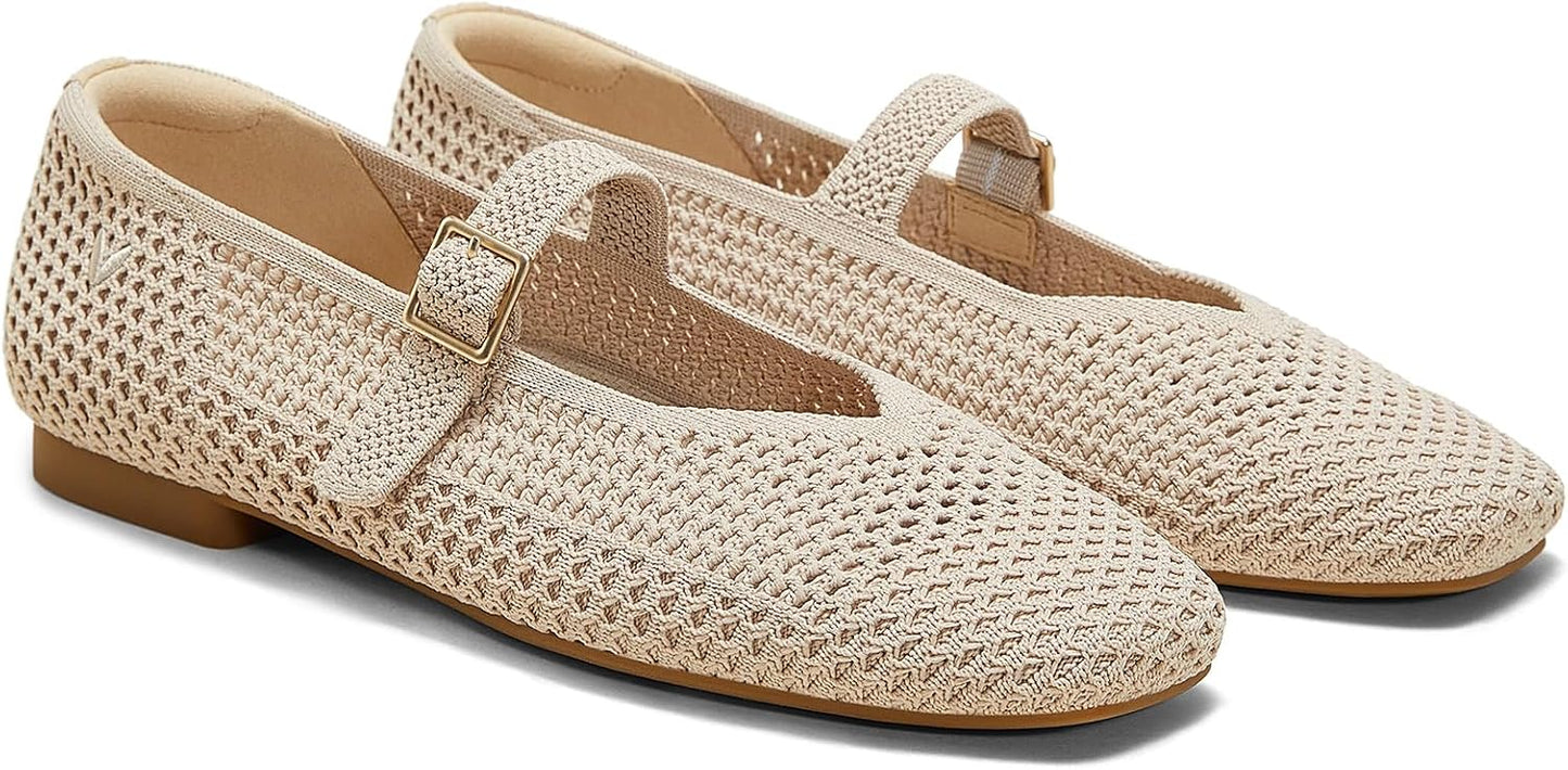 VIVAIA Women's Margot Mary Jane Square-Toe Ballet Flats