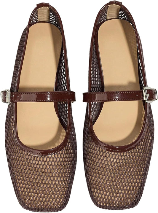 Milumia Summer Leopard Mesh Ballet Flats for Women Comfortable Dressy Work | Summer Shoes,Cute Ballerina Flats,Work Shoes Women Business Casual, Closed Toe Sandals,Slip On