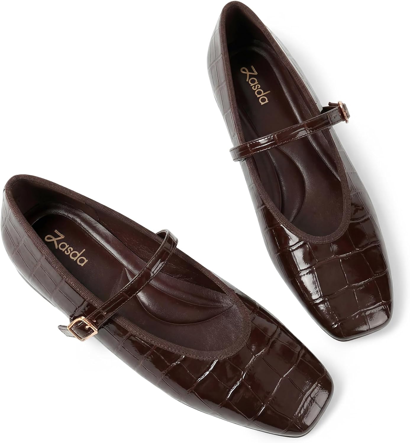 Flats for Women Comfortable Dressy Mary Jane Ballet Flats | Square Toe, Faux Leather, Ankle Strap, Cushioned Insole, Ideal for Work Office Business Dressy Casual Daily Wear