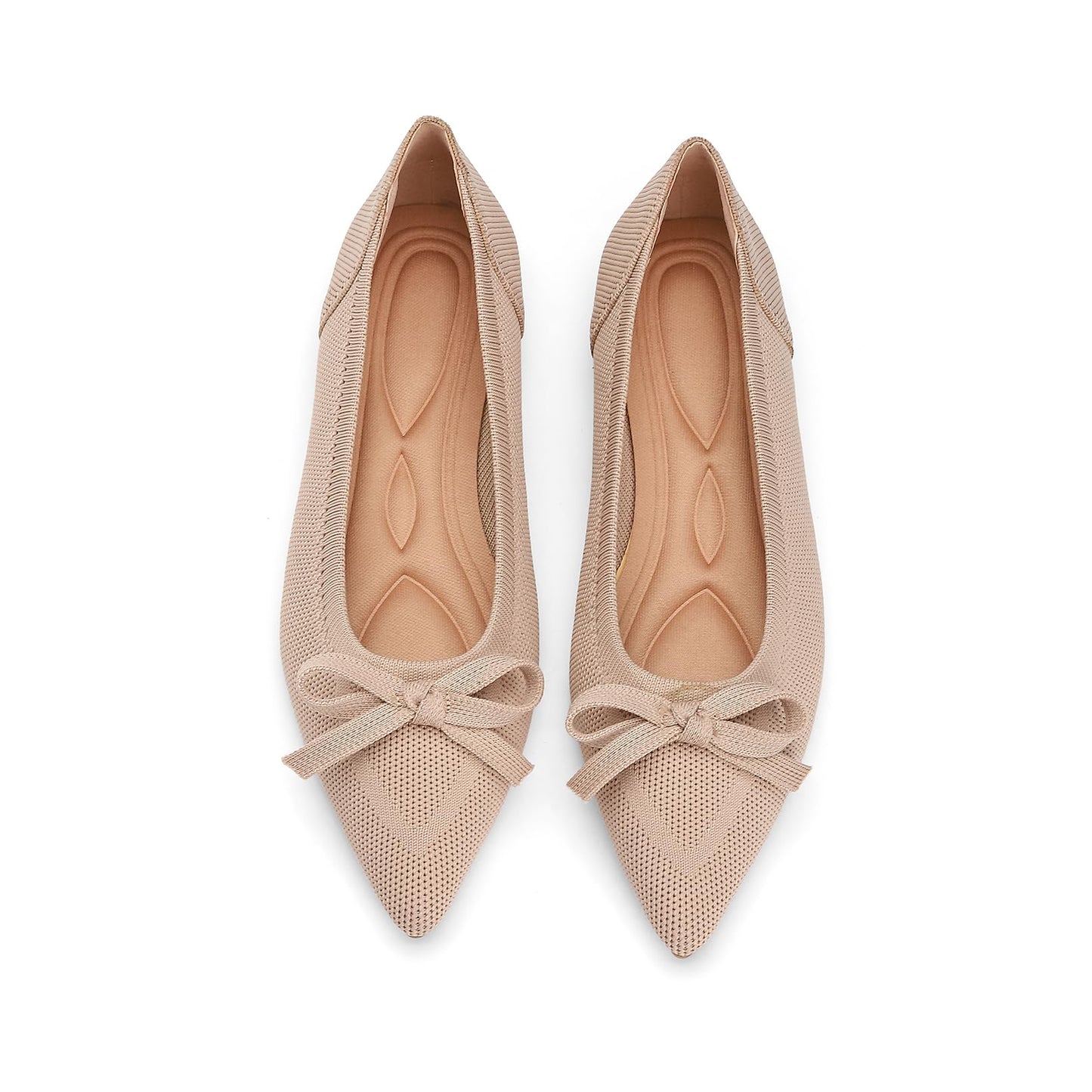 Flats for Women Pointed Toe Knit Foldable Ballet Flat Shoes | Stretch knit upper,built-in arch support,cushioned insole,foldable lightweight design,non-slip sole,office and casual wear