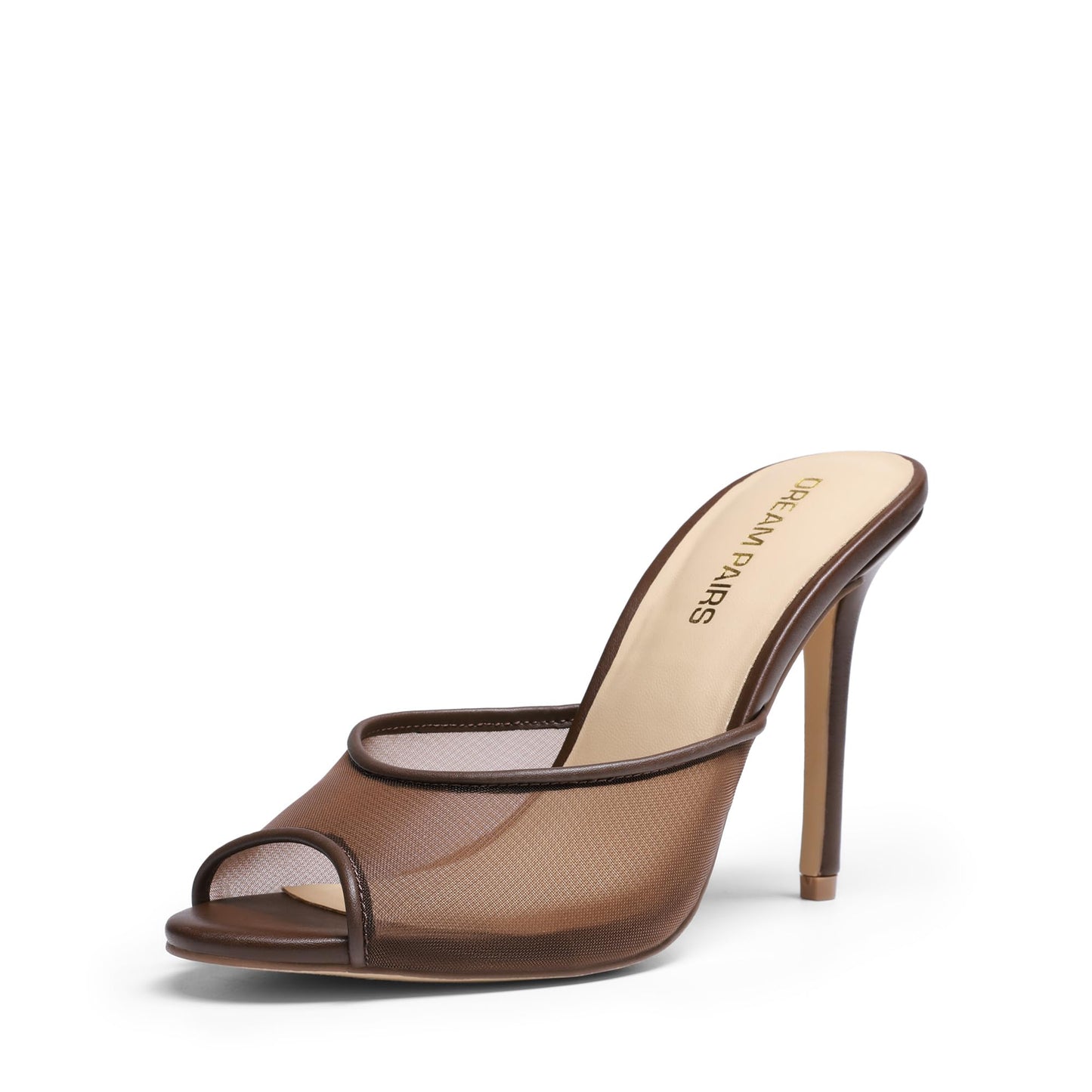 DREAM PAIRS Women's Peep Toe Mule Heel Sandal | chic sexy 3.94 inch high heels,stiletto open round peep toe mules, slip on dress shoes, for party dressy prom wedding