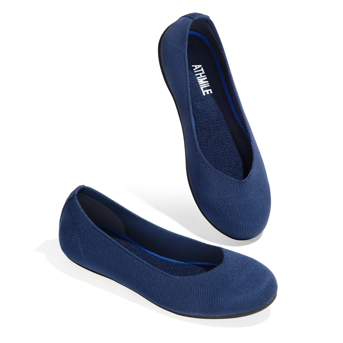 ATHMILE Women's Flat Ballet Shoes Knit Flat Shoes for Women Round Toe | Slip on Women Flats for Dressy Casual Office Work Wedding Comfort Soft