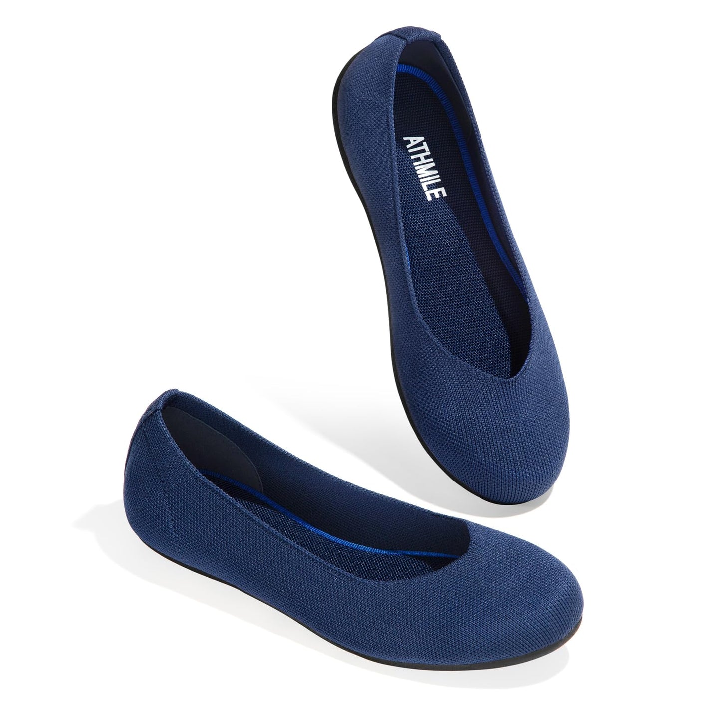 ATHMILE Women's Flat Ballet Shoes Knit Flat Shoes for Women Round Toe | Slip on Women Flats for Dressy Casual Office Work Wedding Comfort Soft