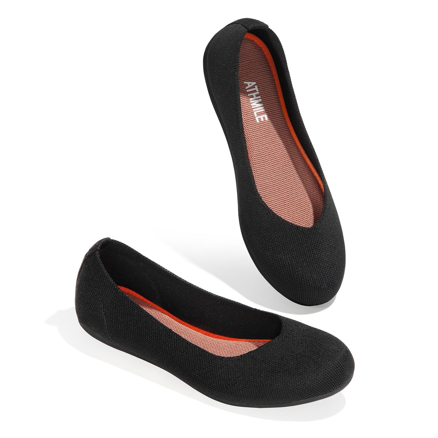 ATHMILE Women's Flat Ballet Shoes Knit Flat Shoes for Women Round Toe | Slip on Women Flats for Dressy Casual Office Work Wedding Comfort Soft