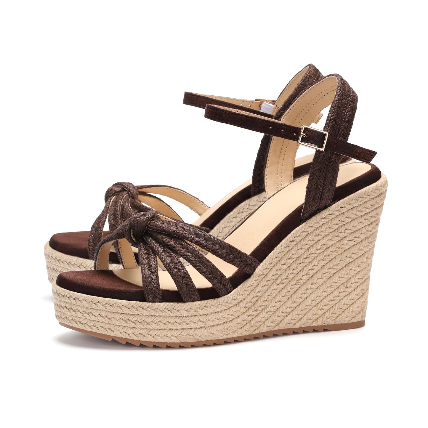 VICKI·VICKI Wedges for Women Platform Sandals Wedge Heels for Sandals Comfortable Summer Espadrille Shoes Ankle Strap&Open Toe