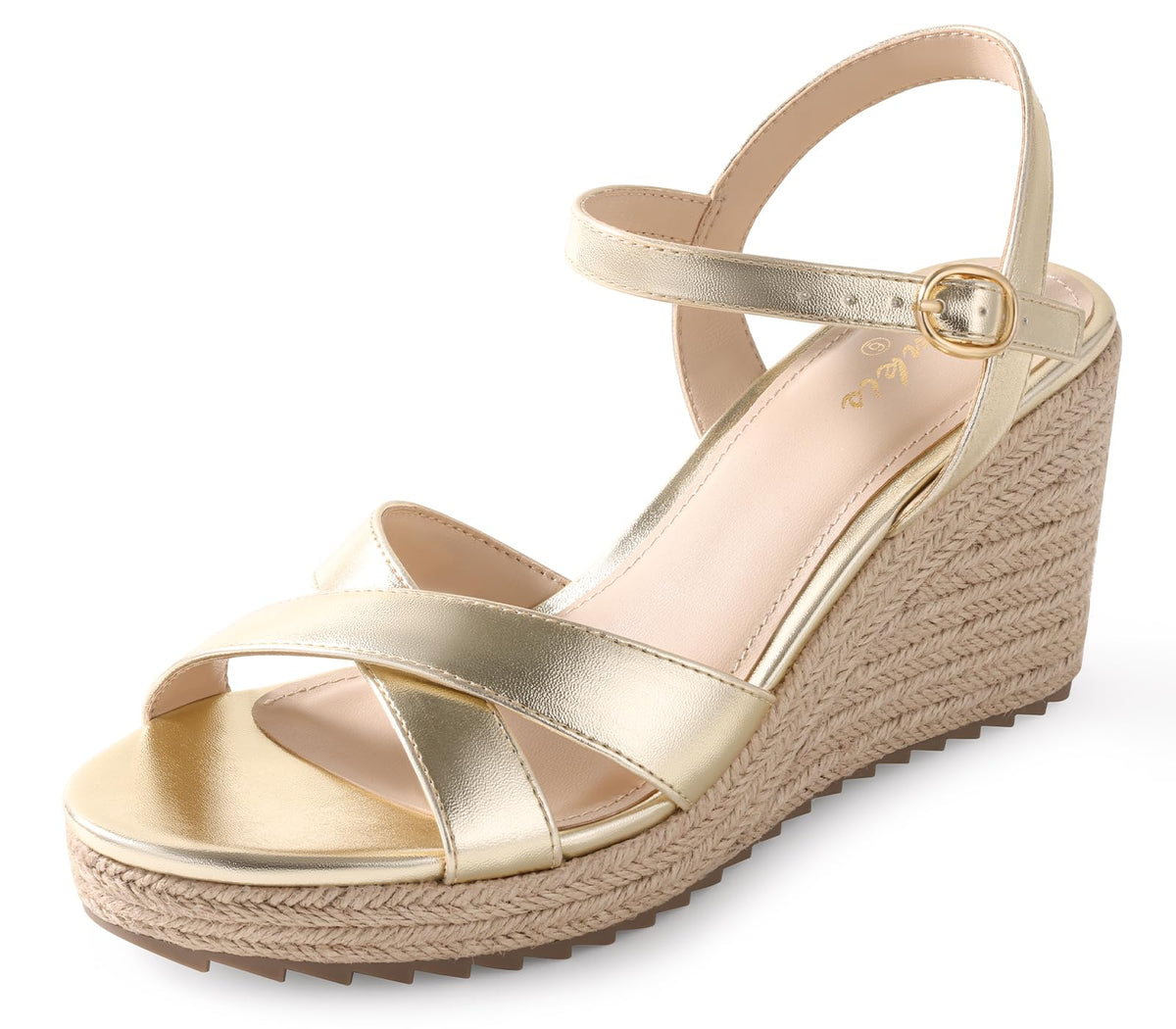 Ankis Wedge Sandals for Women, Espadrille Womens Wedge Sandals Comfortable Open Toe Cross Band Ankle Strap High Heel Wedges for Women Dressy Summer -3.4Inch
