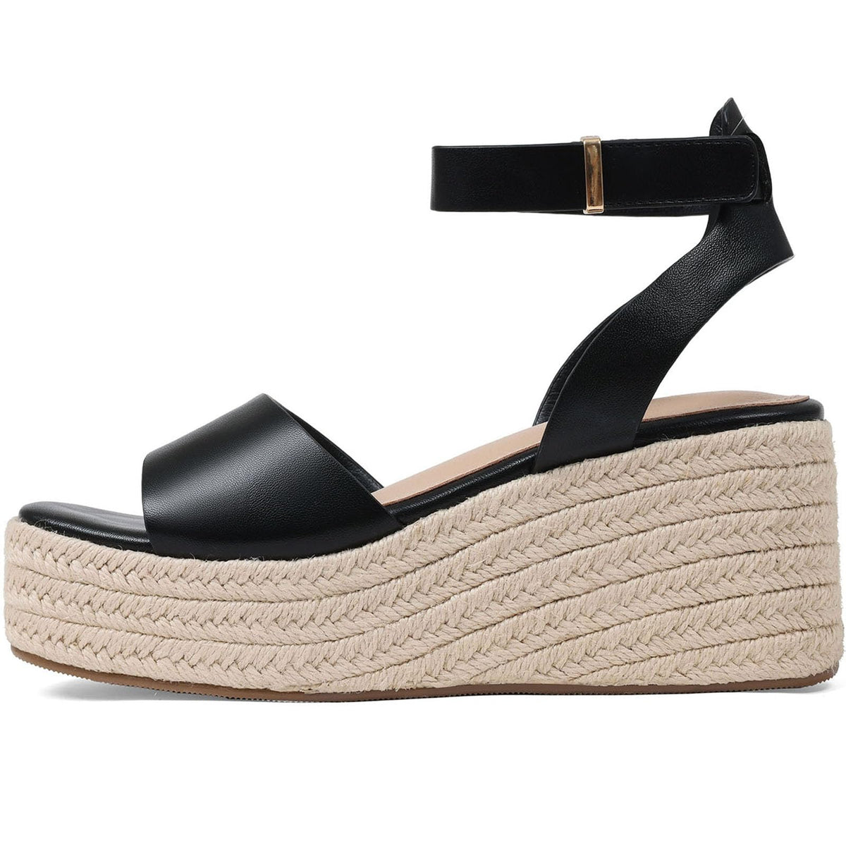 Espadrille Platform Wedge Sandals Braided Women Slip-On Sandal | Adjustable Strap,Open Toe, 3 in Platform Heel, 1.4in Sole, Straw Woven/PU—4 Colors, Beach, Vacation & Summer Boho Daily Wear
