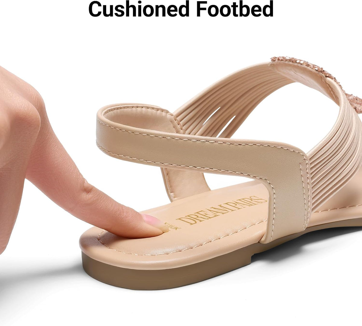 DREAM PAIRS Women's Flat Ankle Strap Sandals | Comfortable Elastic Strappy String Thong T-Strap Dressy Summer Gladiator Sandals for Women