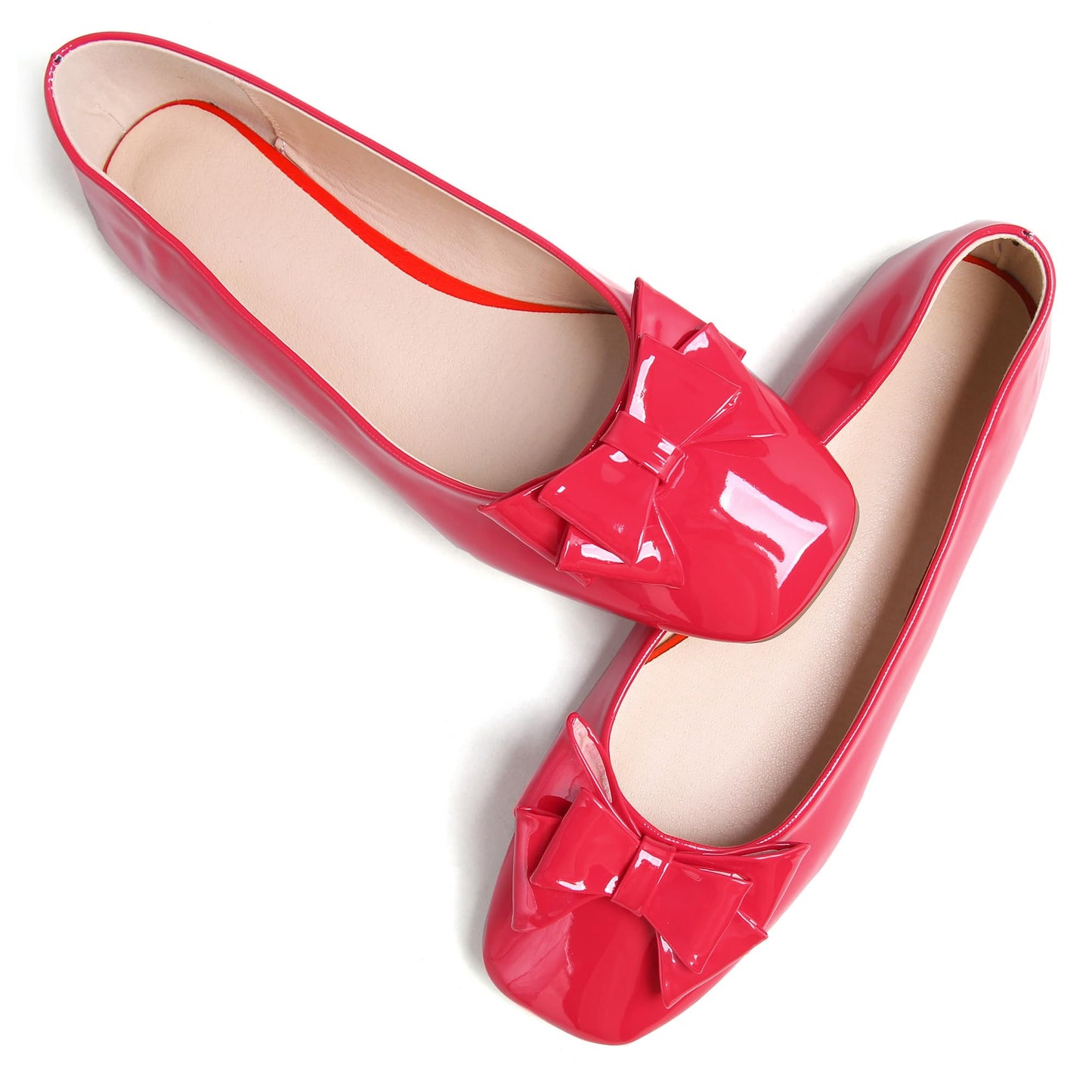 Dear Time Women's Casual Foldable Ballet Flats Square Toe Ballerina Flats Shoes Comfortable