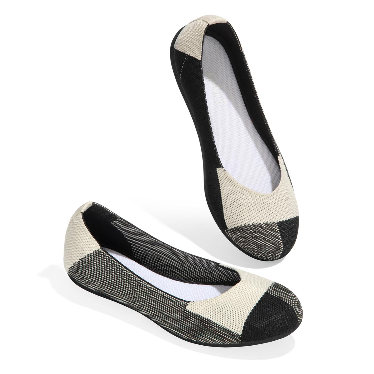 ATHMILE Women's Flat Ballet Shoes Knit Flat Shoes for Women Round Toe | Slip on Women Flats for Dressy Casual Office Work Wedding Comfort Soft