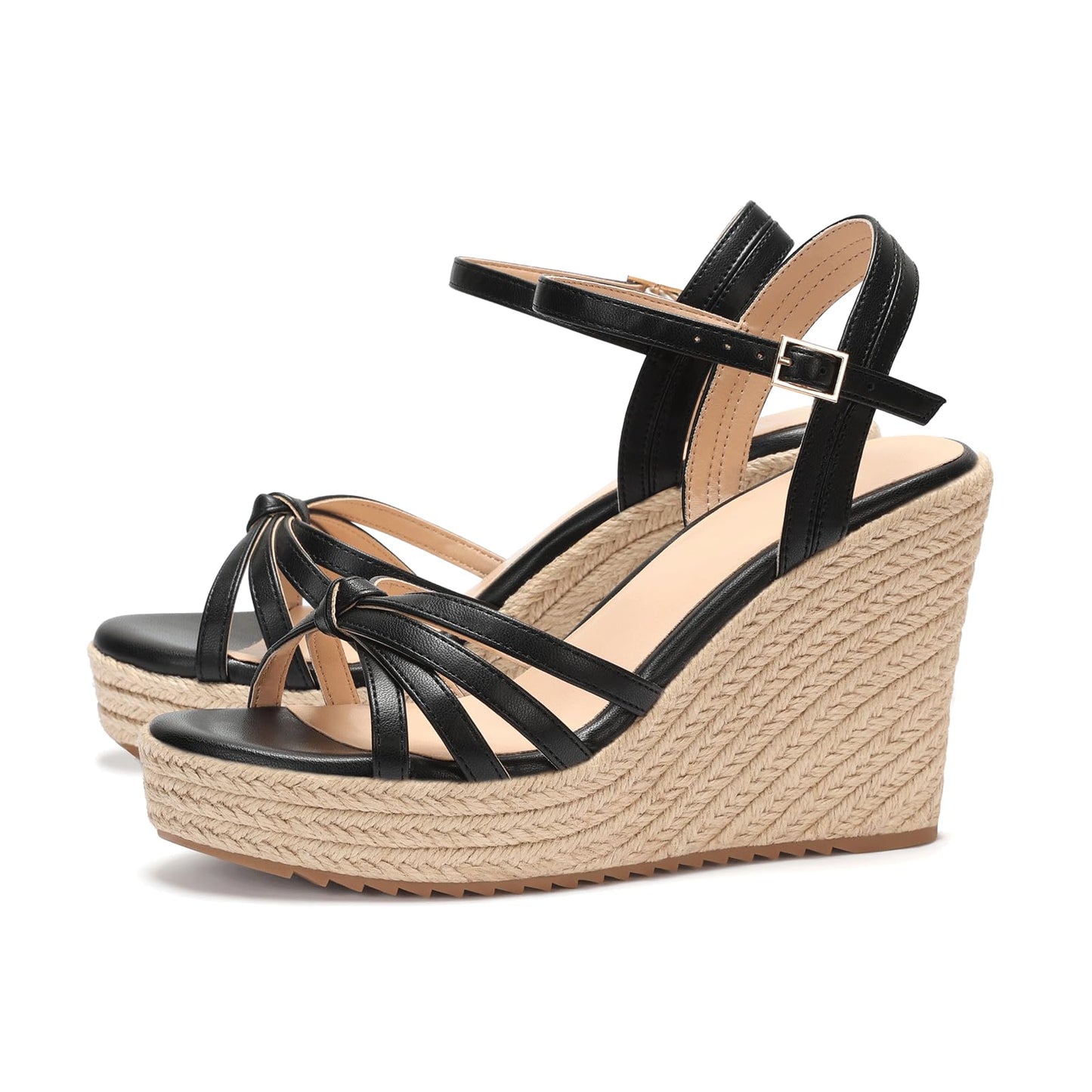 VICKI·VICKI Wedges for Women Platform Sandals Wedge Heels for Sandals Comfortable Summer Espadrille Shoes Ankle Strap&Open Toe