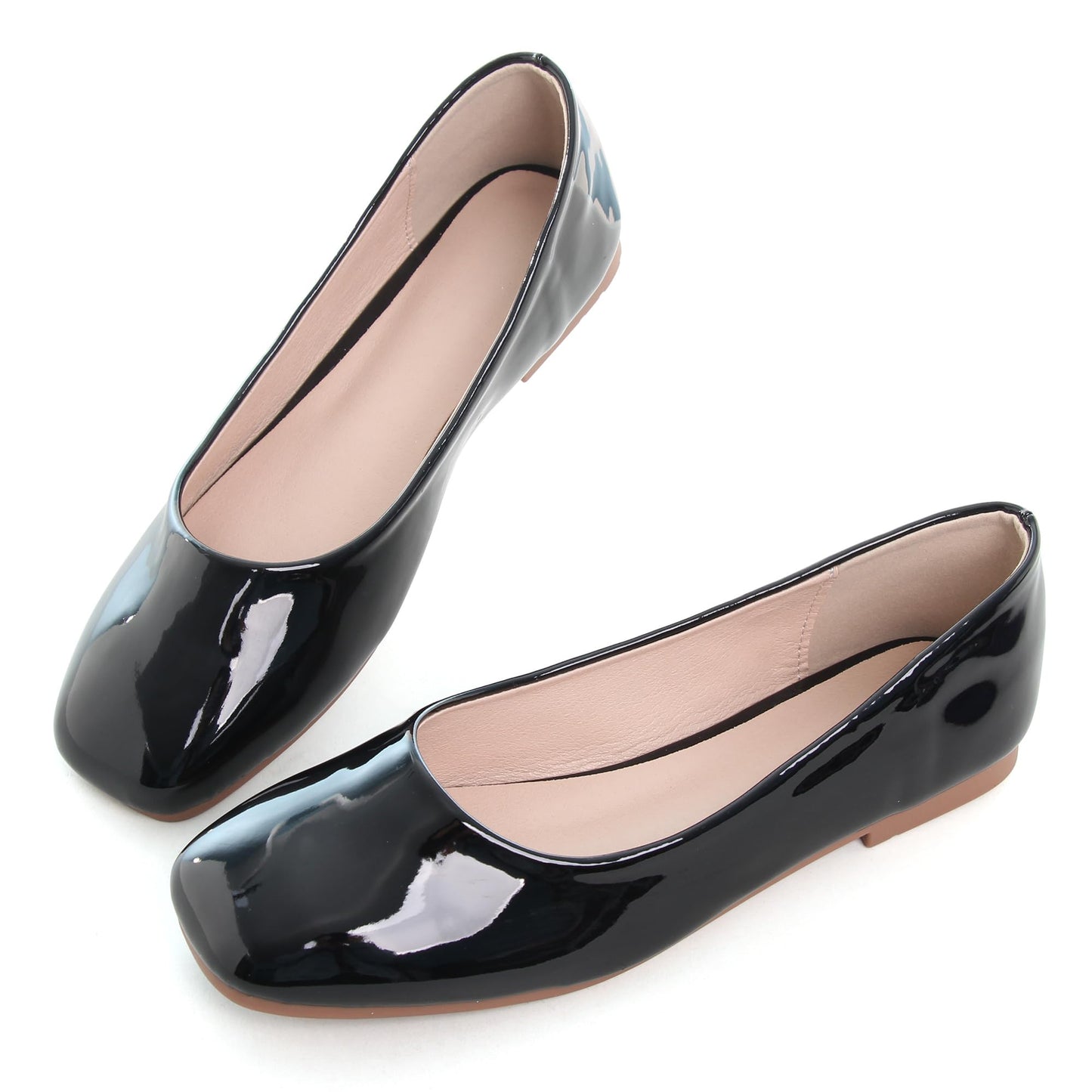 Dear Time Women's Casual Foldable Ballet Flats Square Toe Ballerina Flats Shoes Comfortable