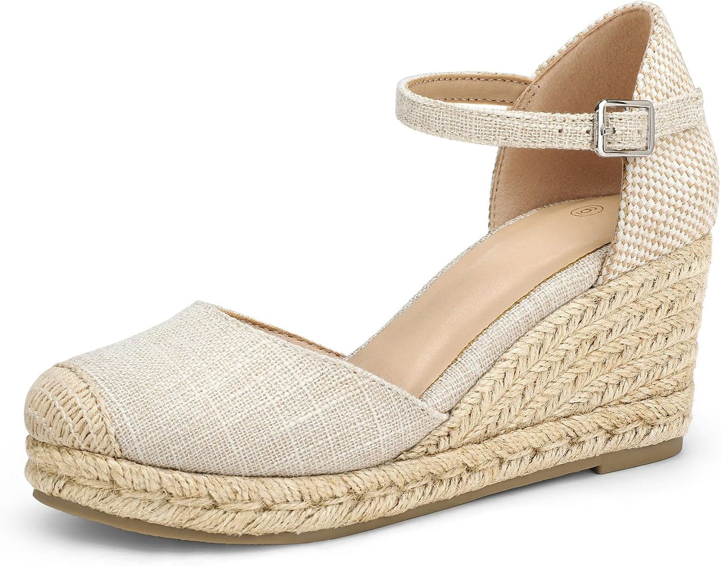 mysoft Women's Platform Espadrille Wedge Sandals Closed Toe Summer Shoes | Comfortable Fit,2.76 Inch Heel,Breathable,Adjustable Ankle Strap Buckle,Non-Slip Rubber,Casual Walking Vacation
