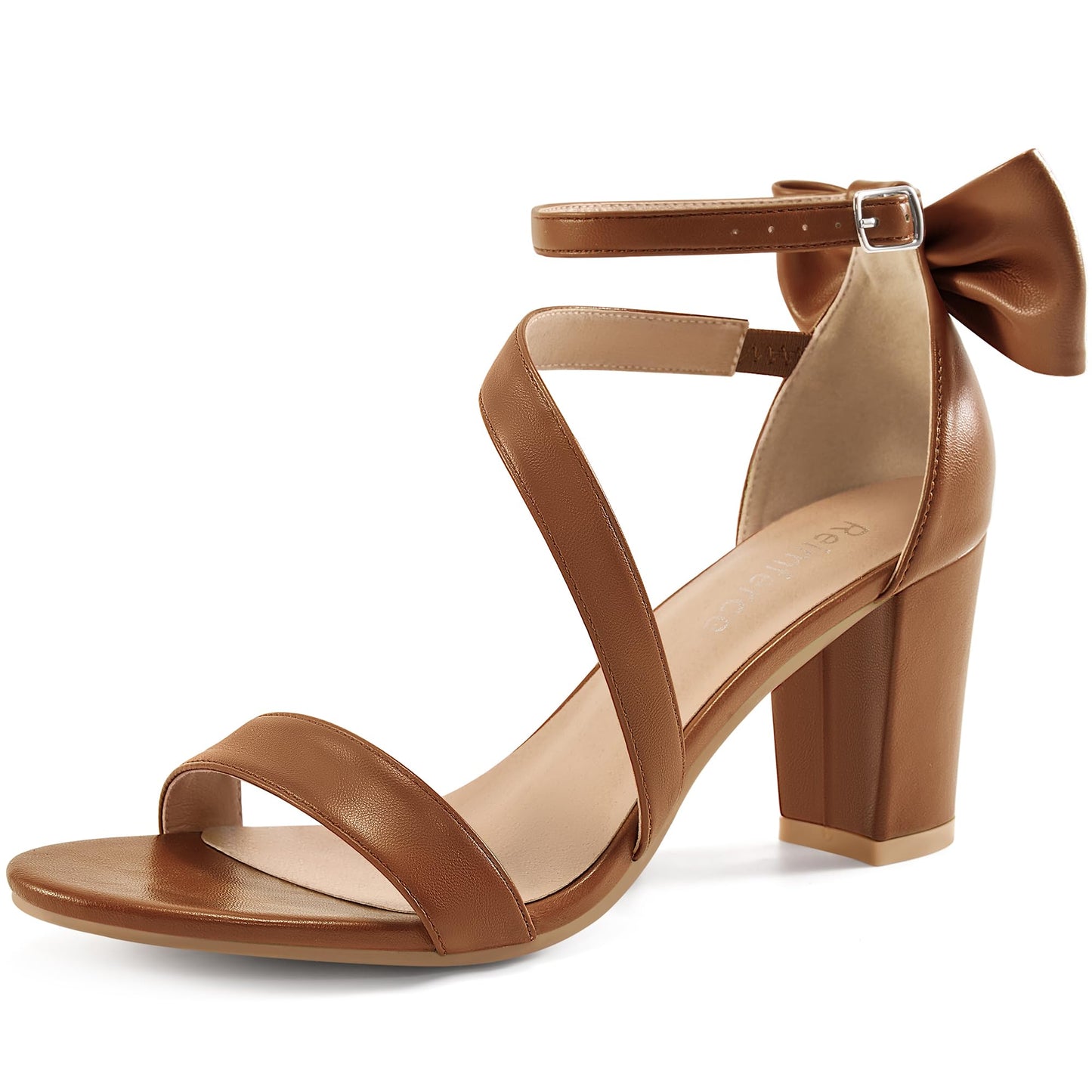 Reimferce Comfortable Block Heels for Women: 3.14" Stable Walk for Confidence on Wedding - Elegant Bow Ankle Strap & Cushioned Insole for Bride & Bridesmaids