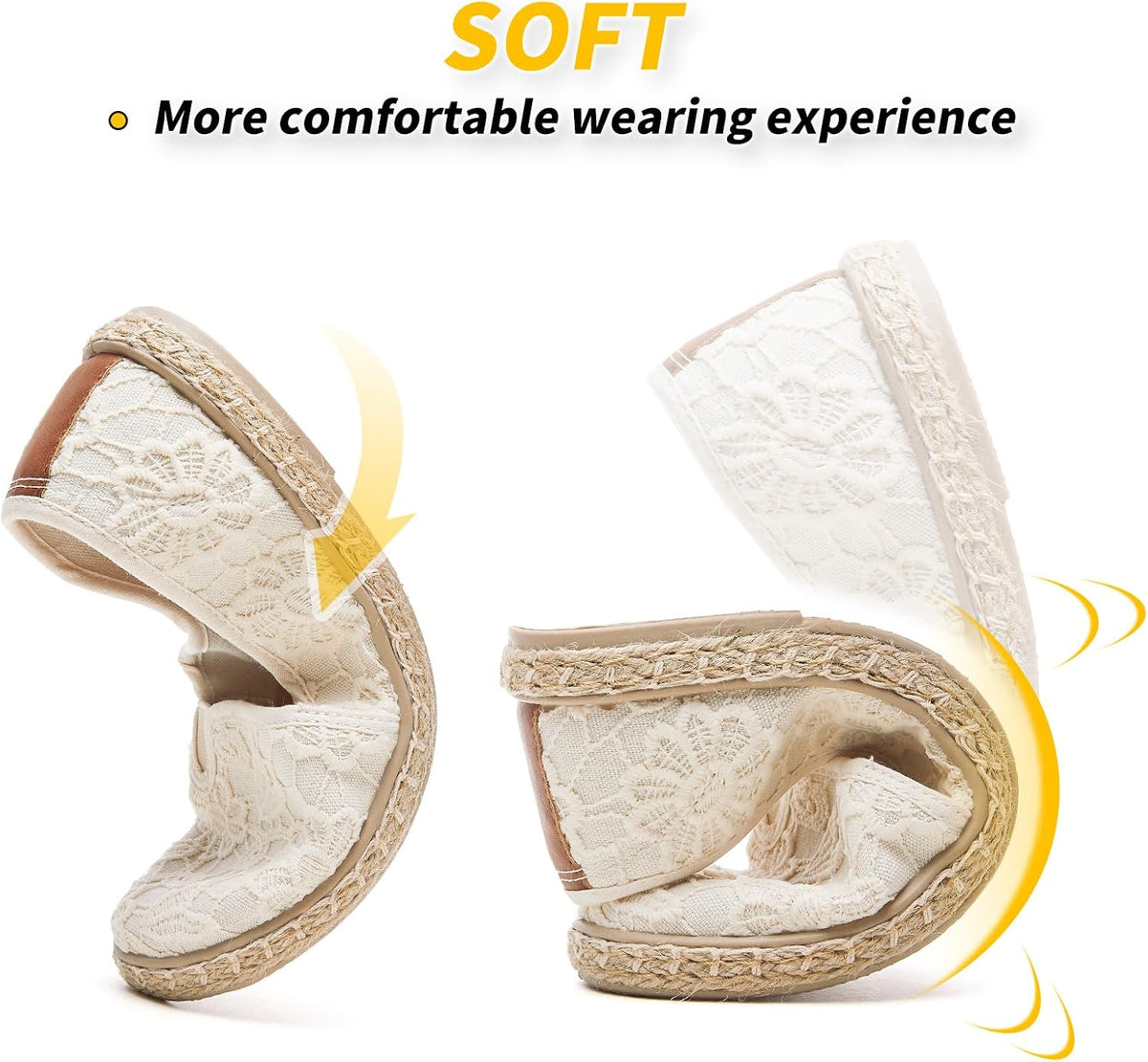 BABUDOG Women's Flats with Flower Embroideried,White Lace Ballet Flats,Comfortable Dress Flats