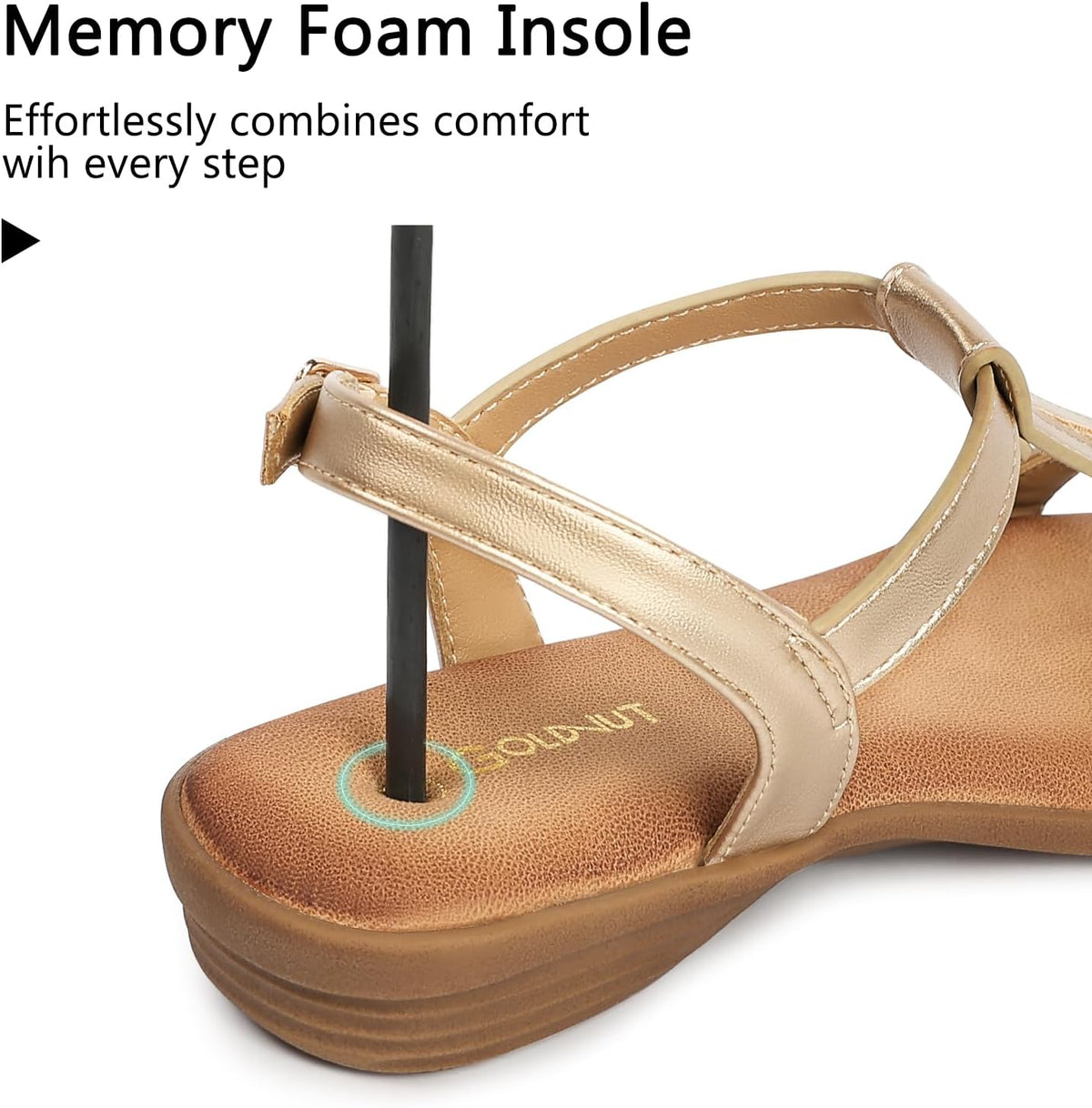 Women's Walking Ankle T Strap Sandals with Cushioning for All-Day | Flat Sandals for Women Dressy, Buckle Dressy Casual Summer, Open Toe, Travel Beach Wedding Vacation Outdoors Size 5-10.5