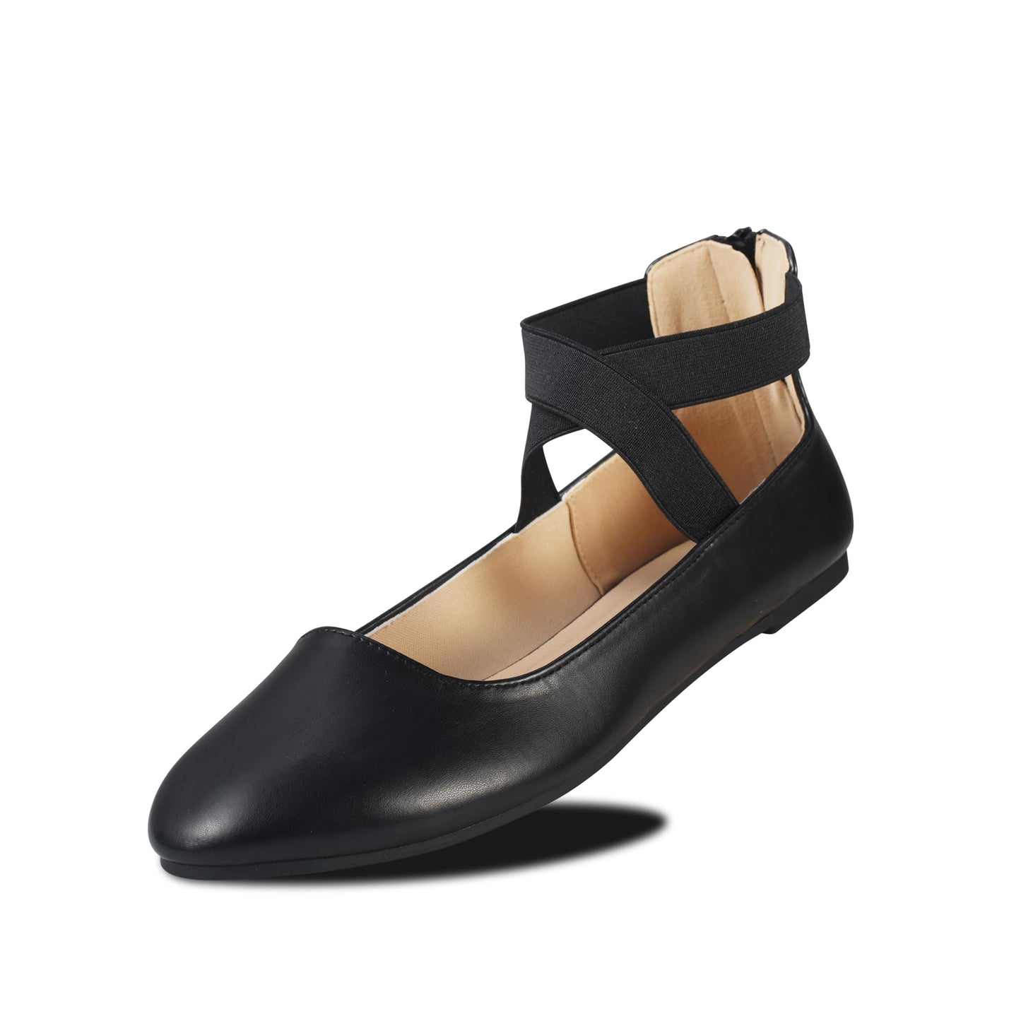 EMMA NEW YORK Ankle Strap Flats for Women | Foam Cushioned Insole, Criss Cross Elastic Strap, Dressy Mary Jane Style
