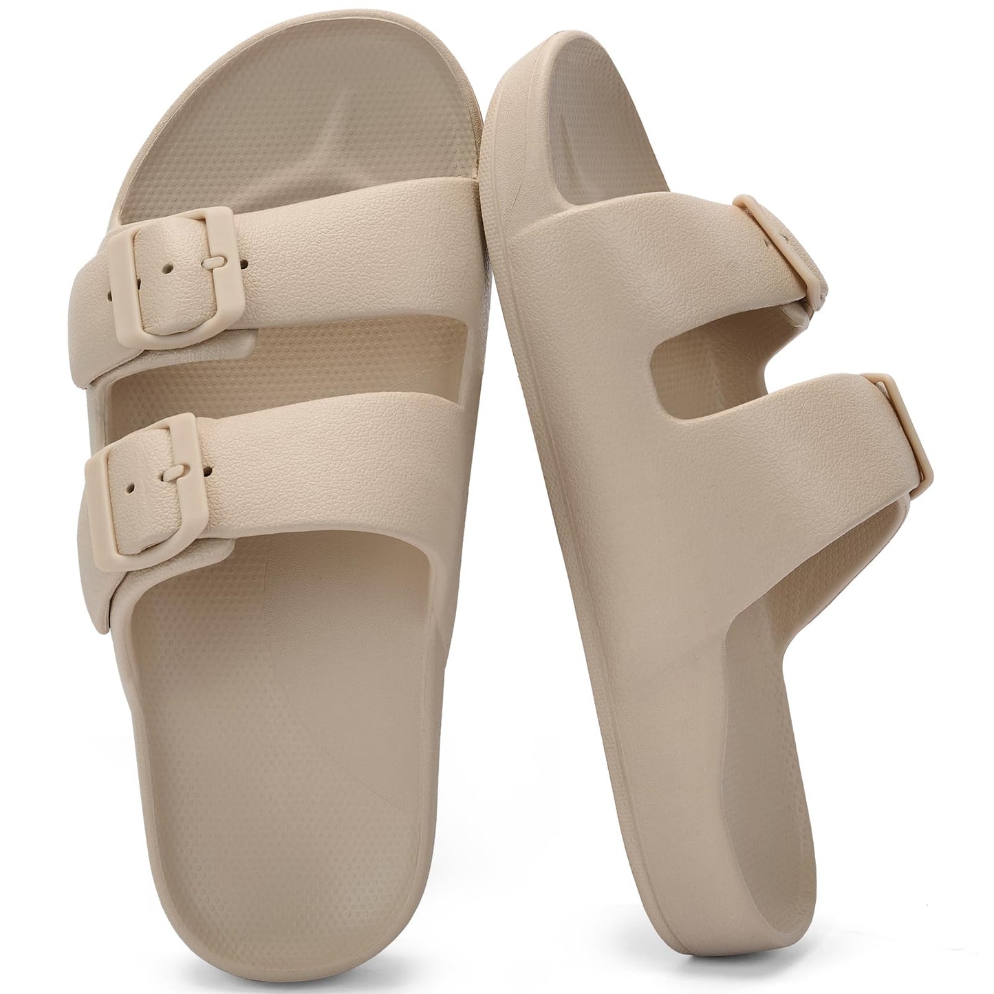 Womens Comfortable Arch Support Beach Sandals Waterproof Eva Slides | Adjustable Double Buckles,Quick Dry,Summer Walking Slides,Non Slip,Lightweight,Pool Sandals,Shower Outdoor Shoes